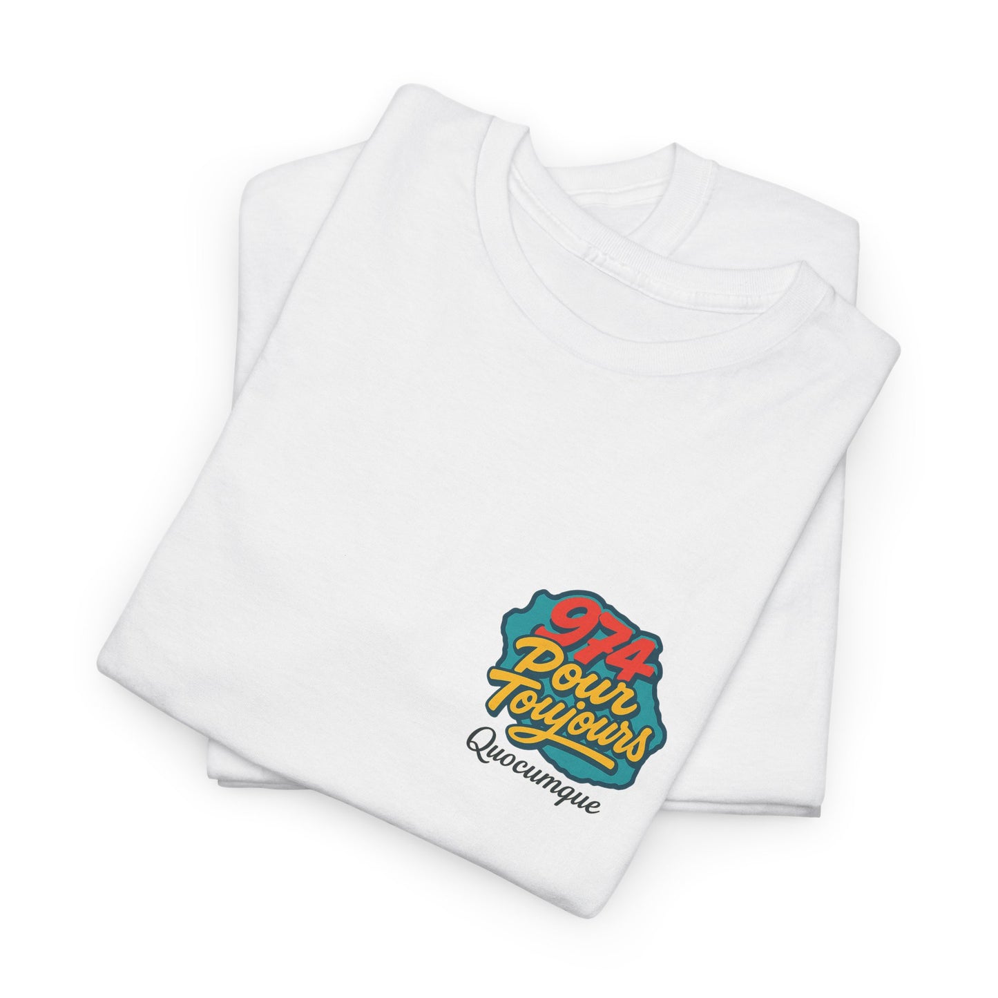 T-shirt Quocumque "974 Pour Toujours", Île de La Réunion, Confort Coton, Elégant, Souvenir Unique, Cadeau, Unisexe, Esprit Voyageur, Créole, Bourbon