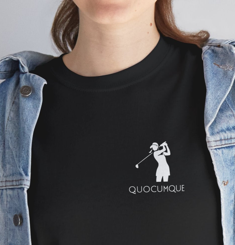 T-shirt Quocumque, Golfeuse, Confort Coton, Sobre, Elégant, Souvenir Unique, Cadeau, Unisexe, Esprit Voyageur, Adulte, Nature, Parcours