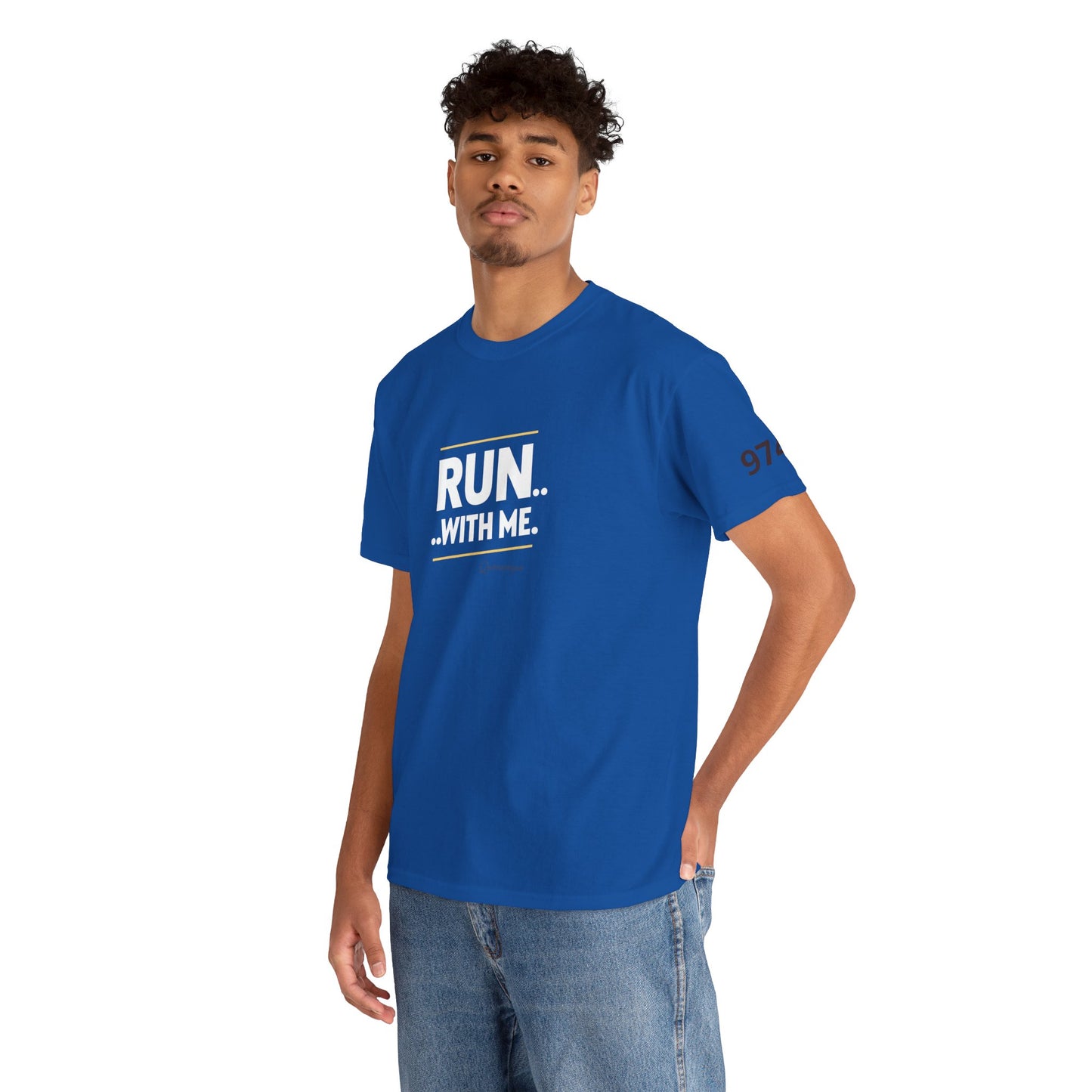 T-shirt Quocumque "RUN With me ", Île de La Réunion", Confort Coton, Sobre, Elégant, Souvenir Unique, Cadeau, Unisexe, Esprit Voyageur