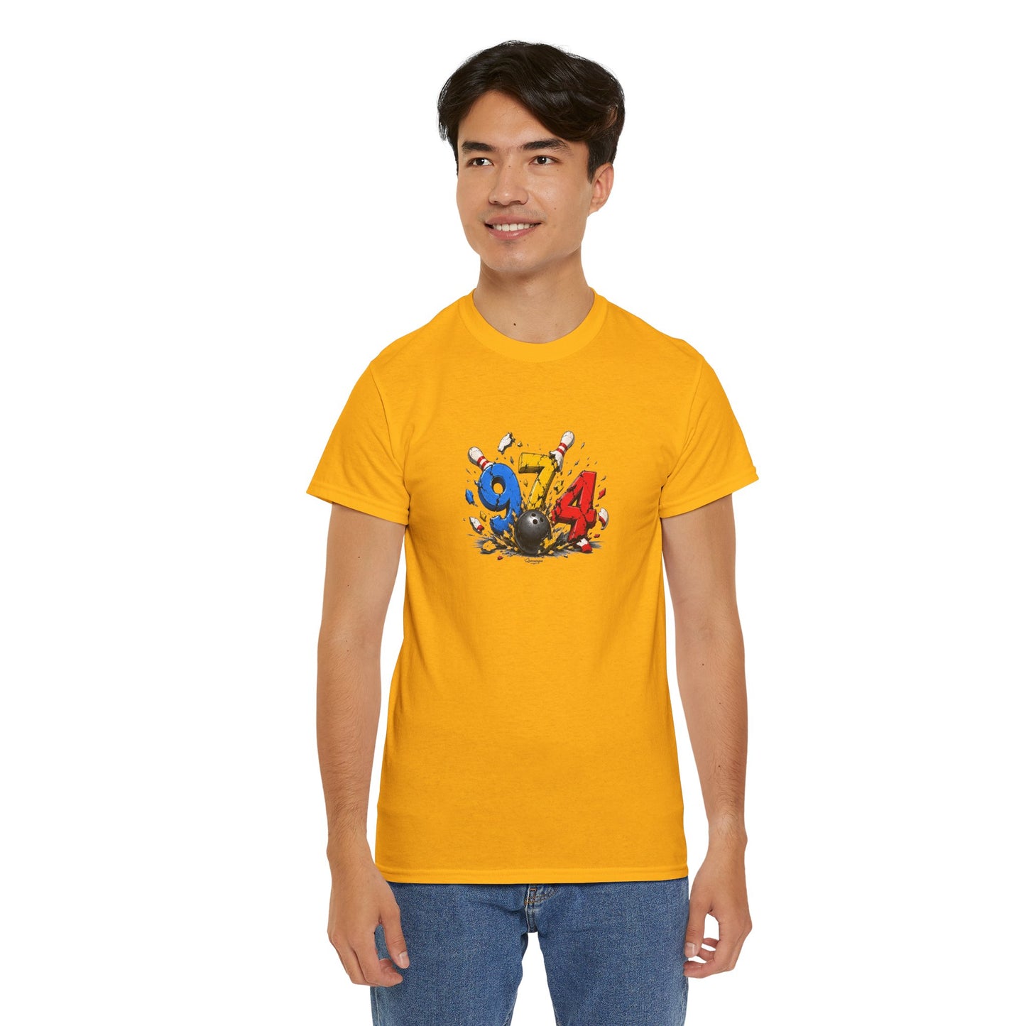 T-shirt " 974 Bowling ", Destination Île de La Réunion, Confort Coton, Sobre, Elégant, Souvenir Unique, Vêtement Adulte, Unisexe, Esprit Voyageur
