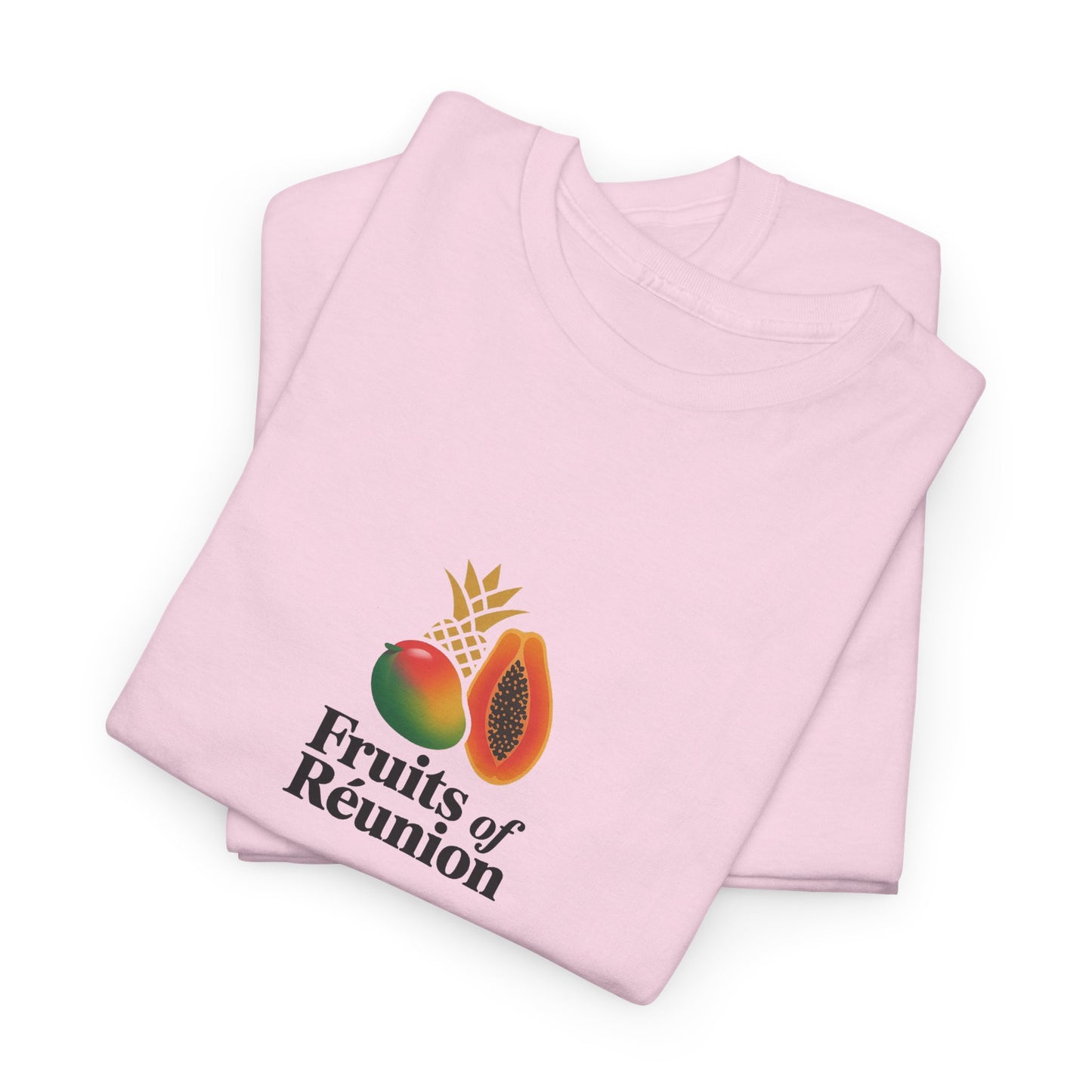 T-shirt "Fruits of Réunion", Île de La Réunion, Confort Coton, Sobre, Elégant, Souvenir Unique, Cadeau, Unisexe, Esprit Voyageur