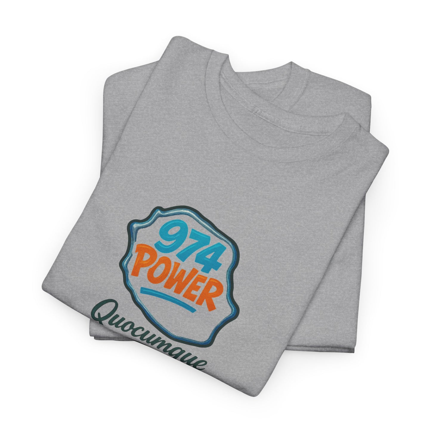 T-shirt "974 Power", Exotisme, Destination Île de La Réunion, Confort Coton, Sobre, Elégant, Souvenir Unique, Cadeau, Unisexe, Esprit Voyageur