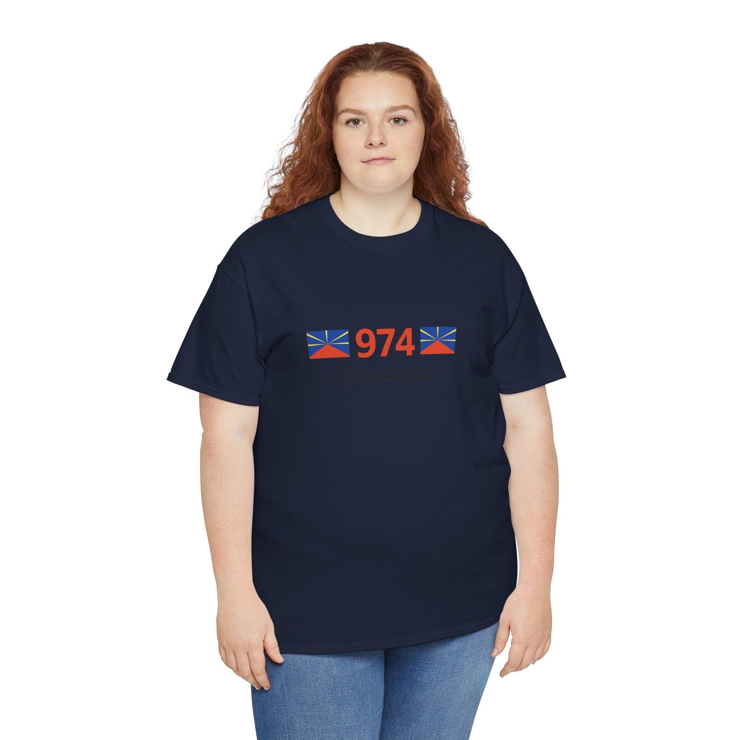 T-shirt "974 Drapeaux", Île de La Réunion, Confort Coton, Sobre, Elégant, Souvenir Unique, Cadeau, Unisexe, Esprit Voyageur