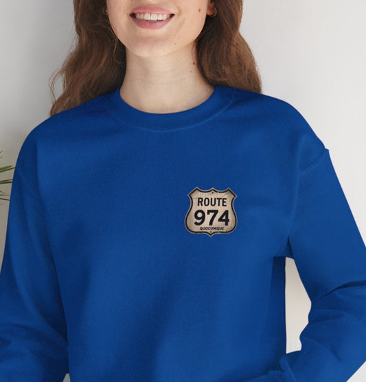 Sweat-Shirt Quocumque "Route 974", Destination l'Île De La Réunion, Adulte, Homme, Femme, Sportive, Sportif, Décontracté, Élégant, Classique,