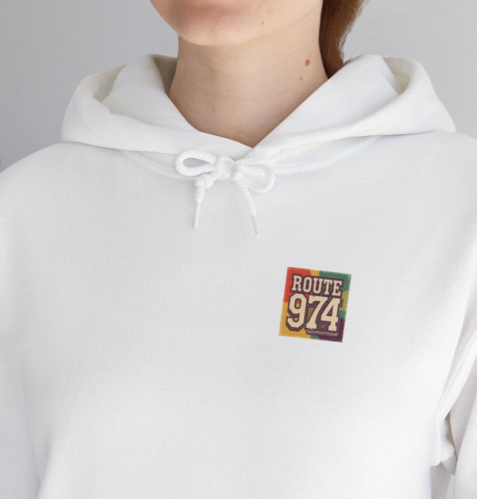 Sweat-Shirt à Capuche Collection " Route 974",Période Hippies, Adulte, Homme, Femme, Sportive, Sportif, Décontracté, Classique, Destination La Réunion