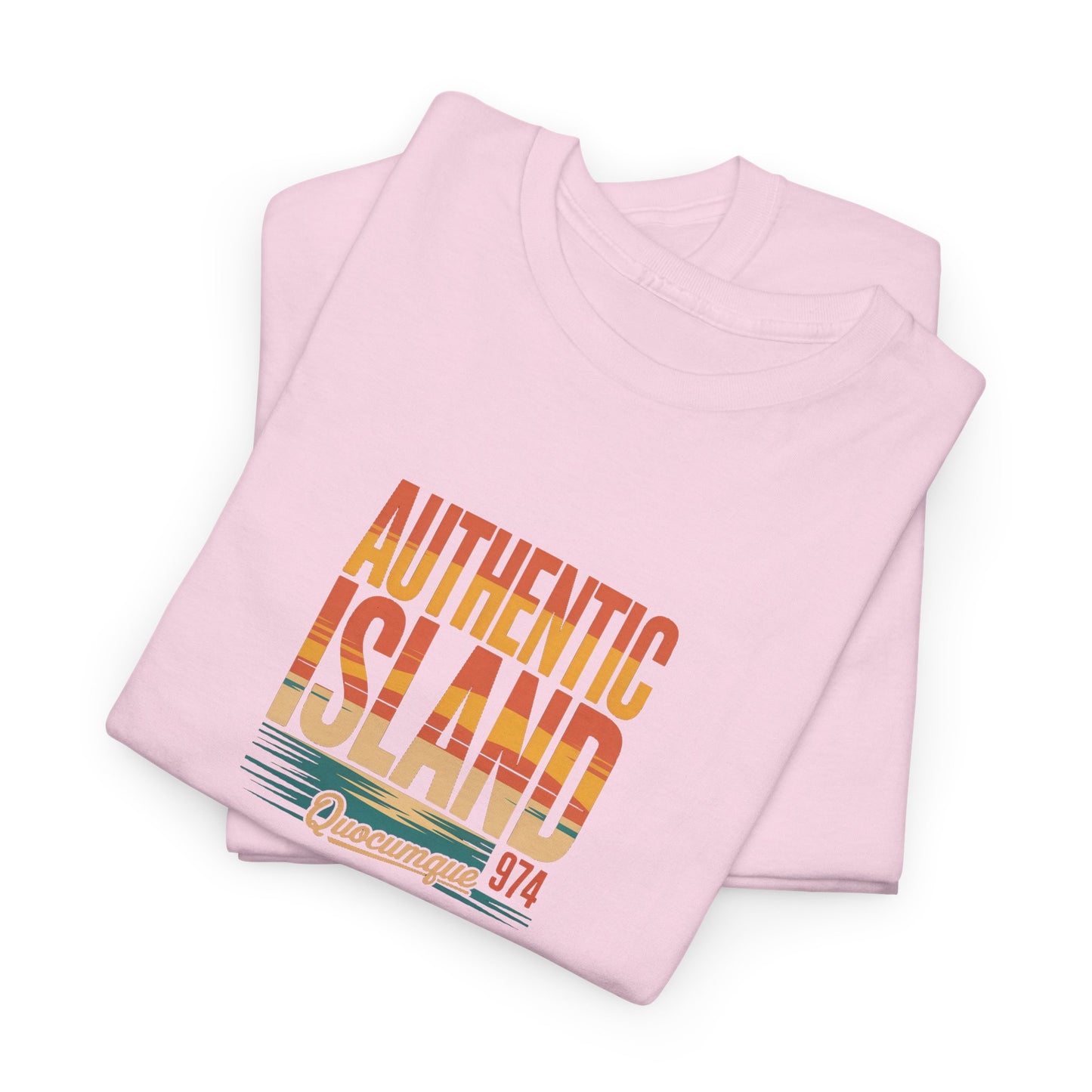 T-shirt "Authentic Island", Exotisme, Destination Île de La Réunion, Confort Coton, Sobre, Elégant, Souvenir Unique, Cadeau, Unisexe, Esprit Voyageur