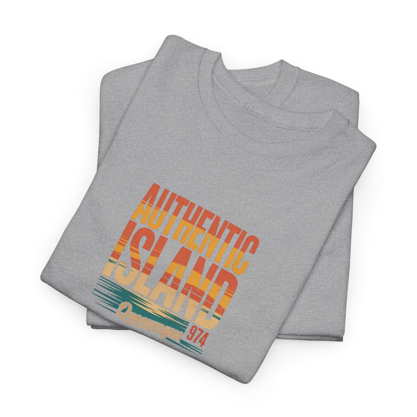 T-shirt "Authentic Island", Exotisme, Destination Île de La Réunion, Confort Coton, Sobre, Elégant, Souvenir Unique, Cadeau, Unisexe, Esprit Voyageur