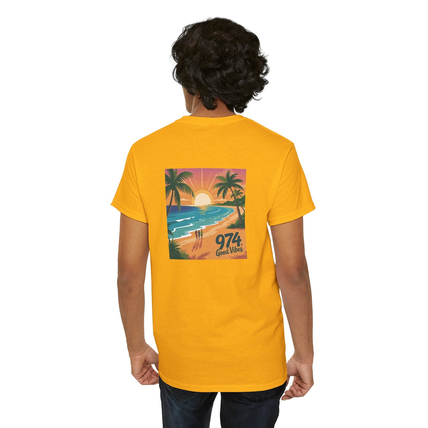 T-shirt "Good Vibes", Île de La Réunion, Confort Coton, Sobre, Elégant, Souvenir Unique, Cadeau, Unisexe, Esprit Voyageur, Adulte