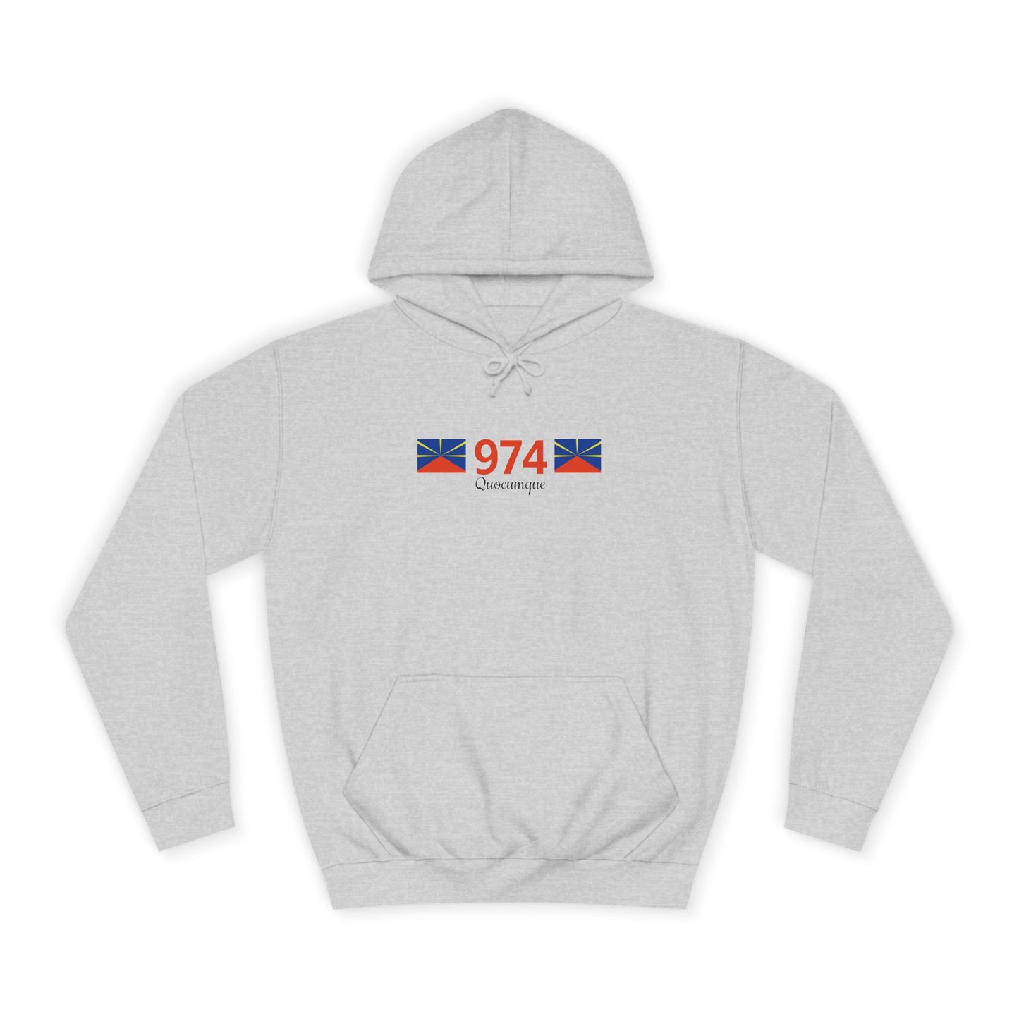 Sweat à Capuche "974" pour Adulte, Hoodie, Unisexe, Élégance, Sobriété, Homme, Femme, Indicatif Réunion, Drapeau Local