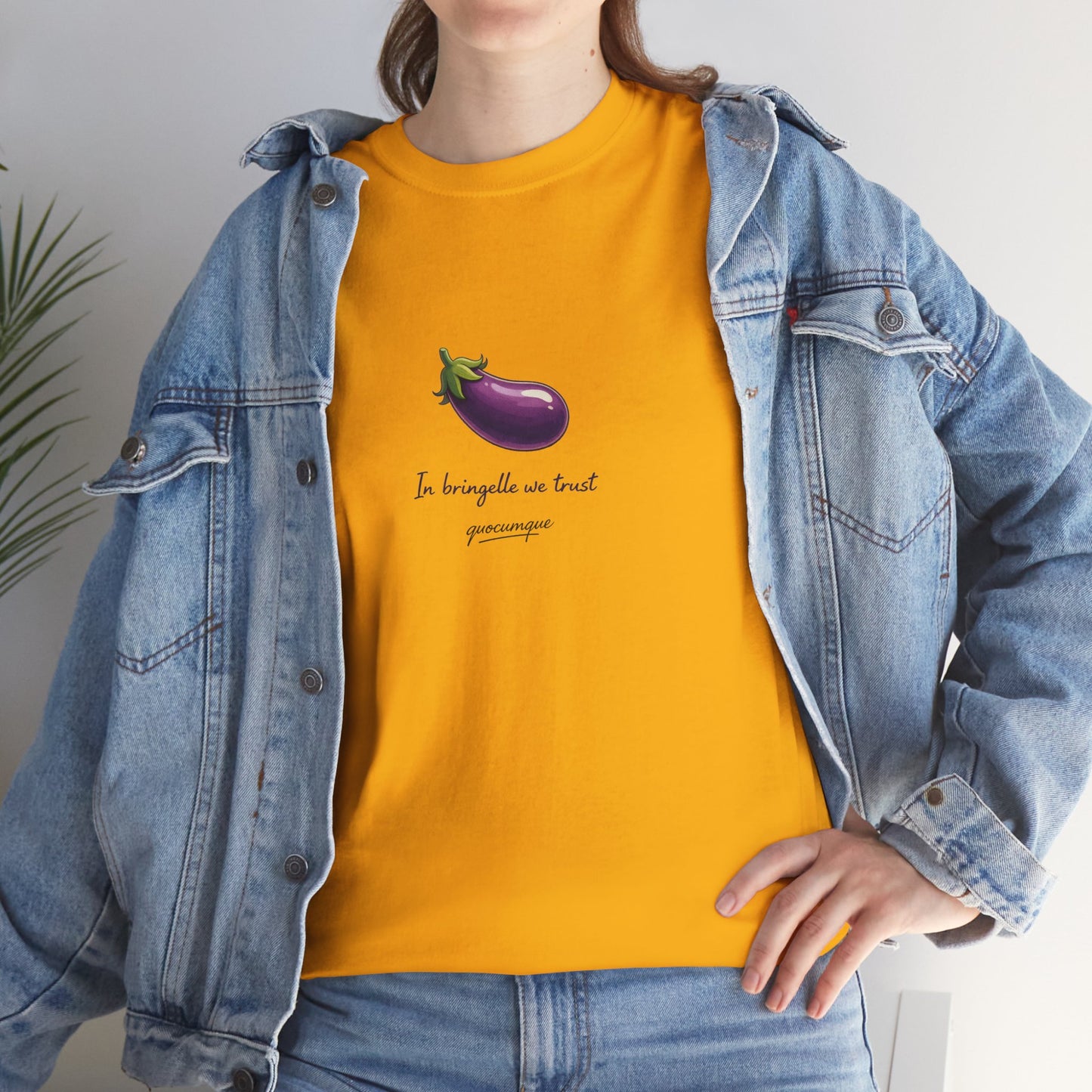 T-shirt Quocumque "Bringelle", Confort Coton, Sobre, Elégant, Souvenir Unique, Cadeau, Unisexe, Esprit Voyageur, Adulte, Espace