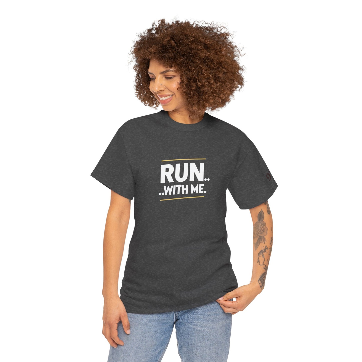 T-shirt Quocumque "RUN With me ", Île de La Réunion", Confort Coton, Sobre, Elégant, Souvenir Unique, Cadeau, Unisexe, Esprit Voyageur