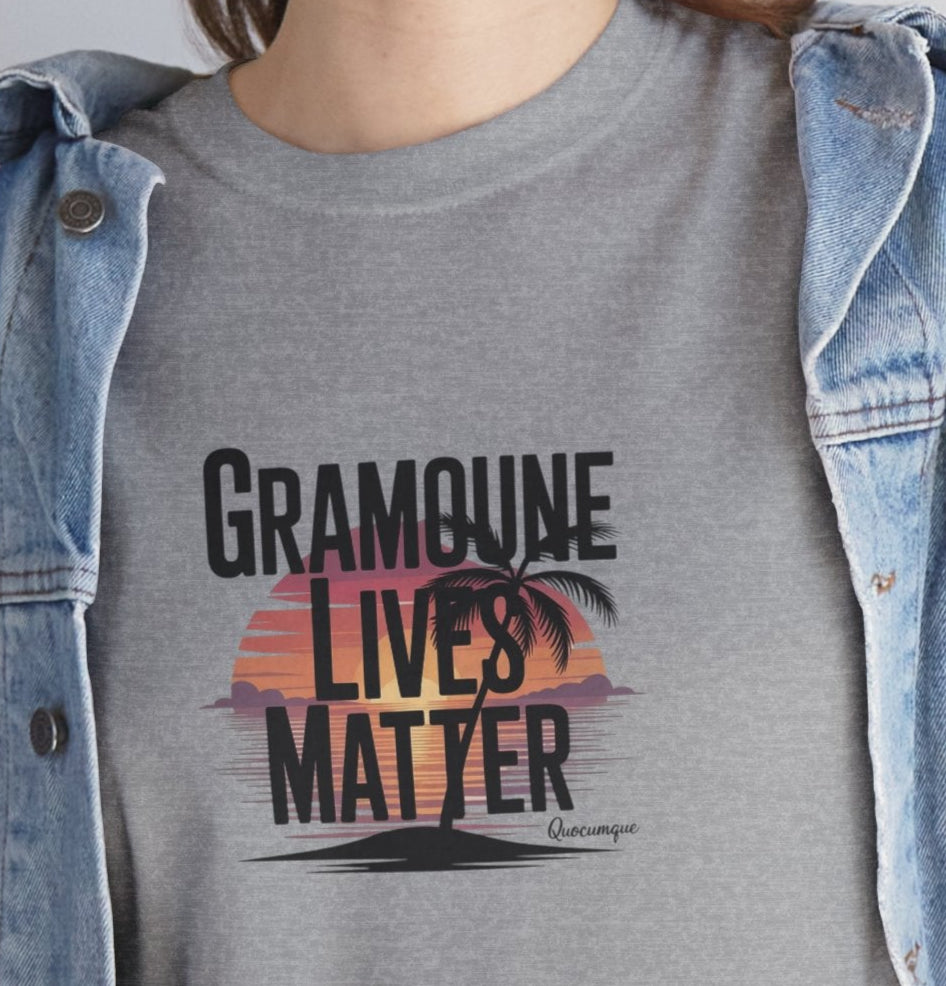 T-shirt "Gramoune", Île de La Réunion, Confort Coton, Sobre, Elégant, Souvenir Unique, Cadeau, Unisexe, Esprit Voyageur