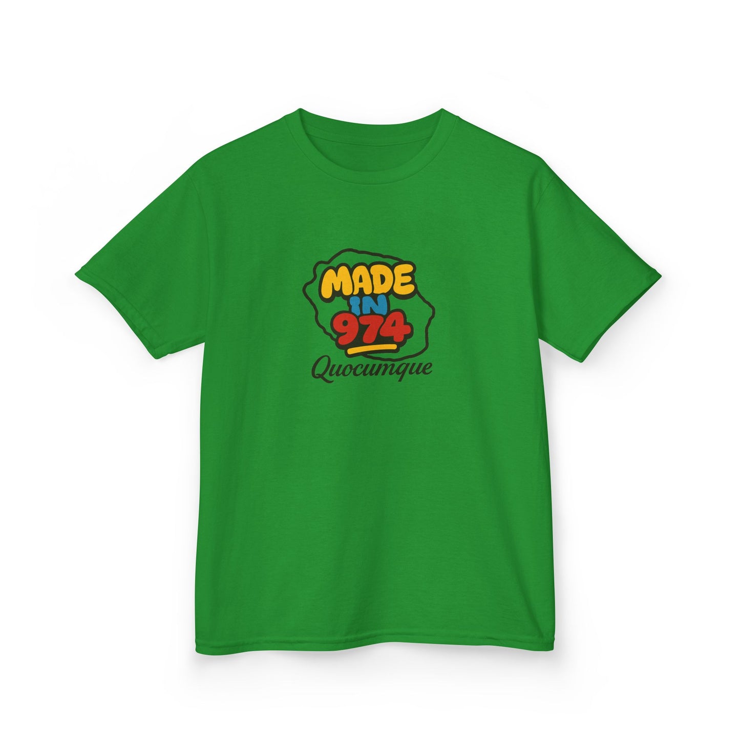T-shirt "Made in 974", Île de La Réunion, Douceur Coton, Pour les enfants de 5-6 ans( Taille XS), Pour les 7-8 ans( taille S), Pour les 9-10 ans( taille M), Pour les 11-12 ans( taille L), Pour les 13-14 ans( taille XLS)