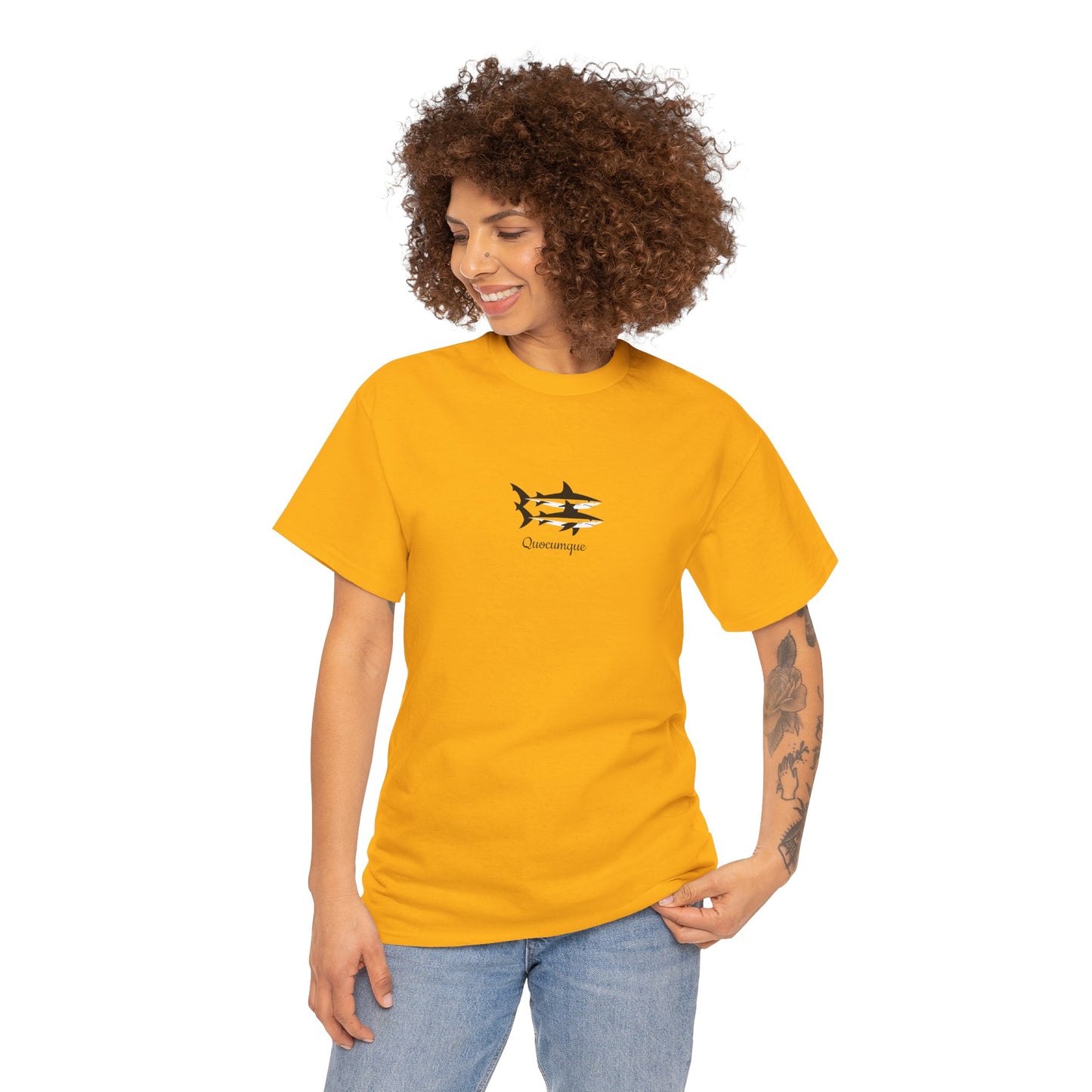 T-shirt Quocumque, Requin Duo, Île de La Réunion, Poissons, Confort Coton, Elégant, Souvenir Unique, Cadeau, Unisexe, Esprit Voyageur, Créole, Bourbon