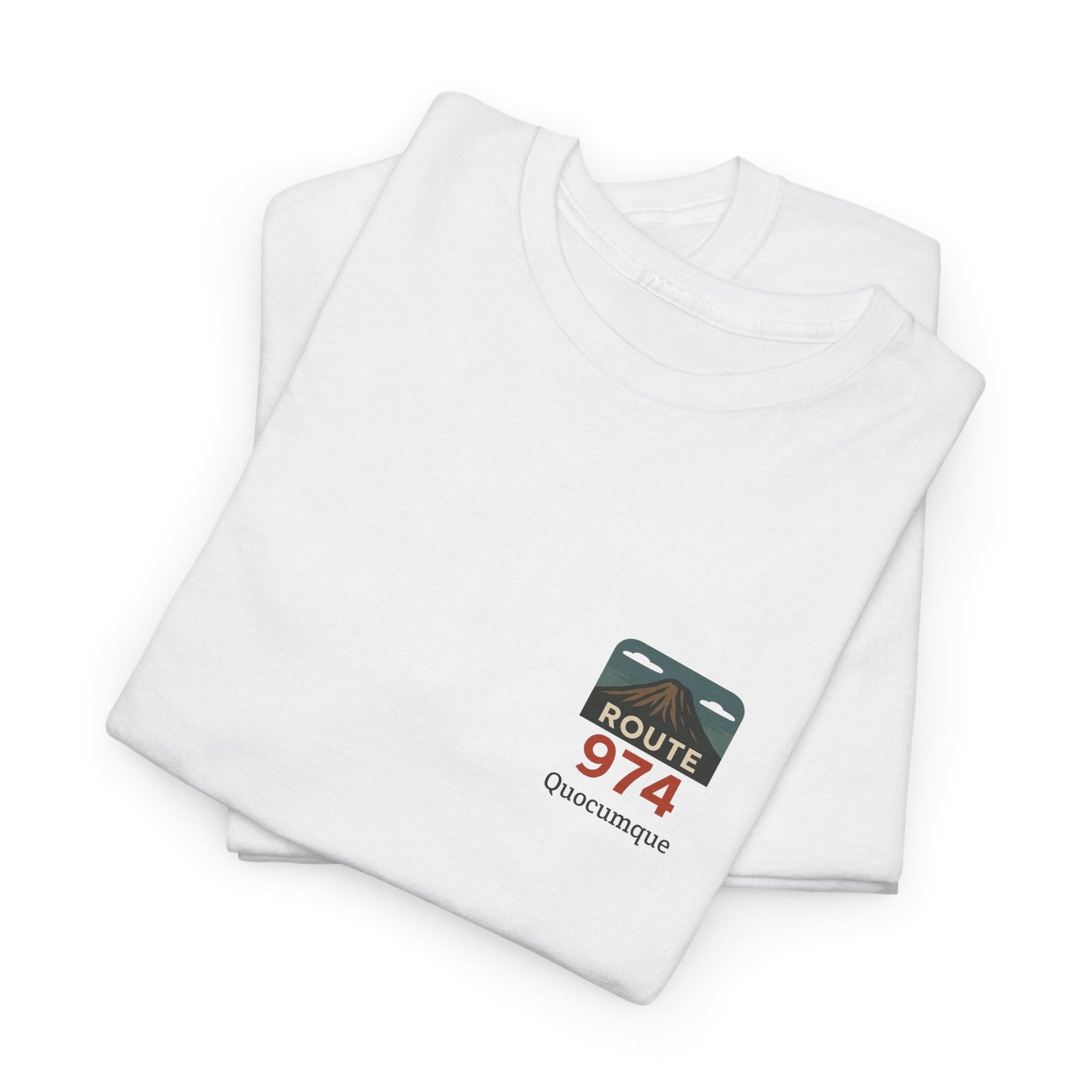 T-shirt "Route 974", Volcan, Exotisme, Destination Île de La Réunion, Confort Coton, Sobre, Elégant, Souvenir Unique, Cadeau, Unisexe, Esprit Voyageur