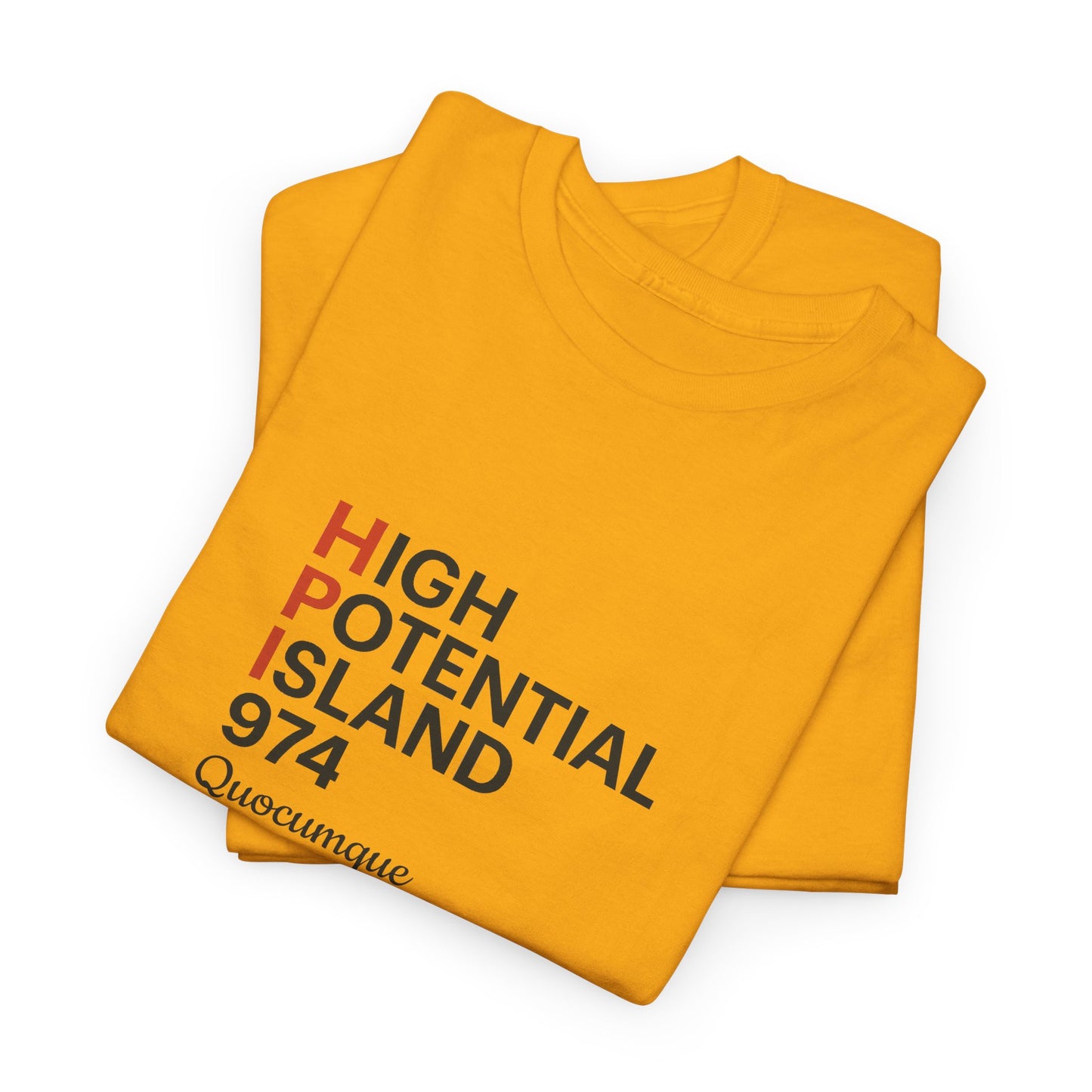 T-shirt "HPI anglais", Exotisme, Destination Île de La Réunion, Confort Coton, Sobre, Elégant, Souvenir Unique, Cadeau, Unisexe, Esprit Voyageur