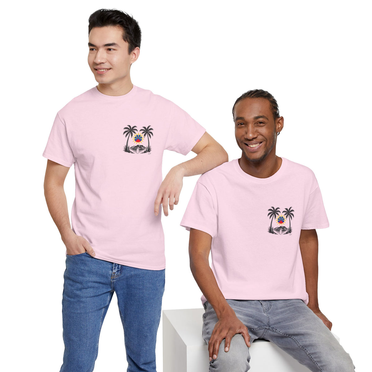 T-shirt Quocumque, "Palmiers", Discret, Île de La Réunion, Confort Coton, Elégant, Souvenir Unique, Cadeau, Unisexe, Esprit Voyageur, Créole, Bourbon