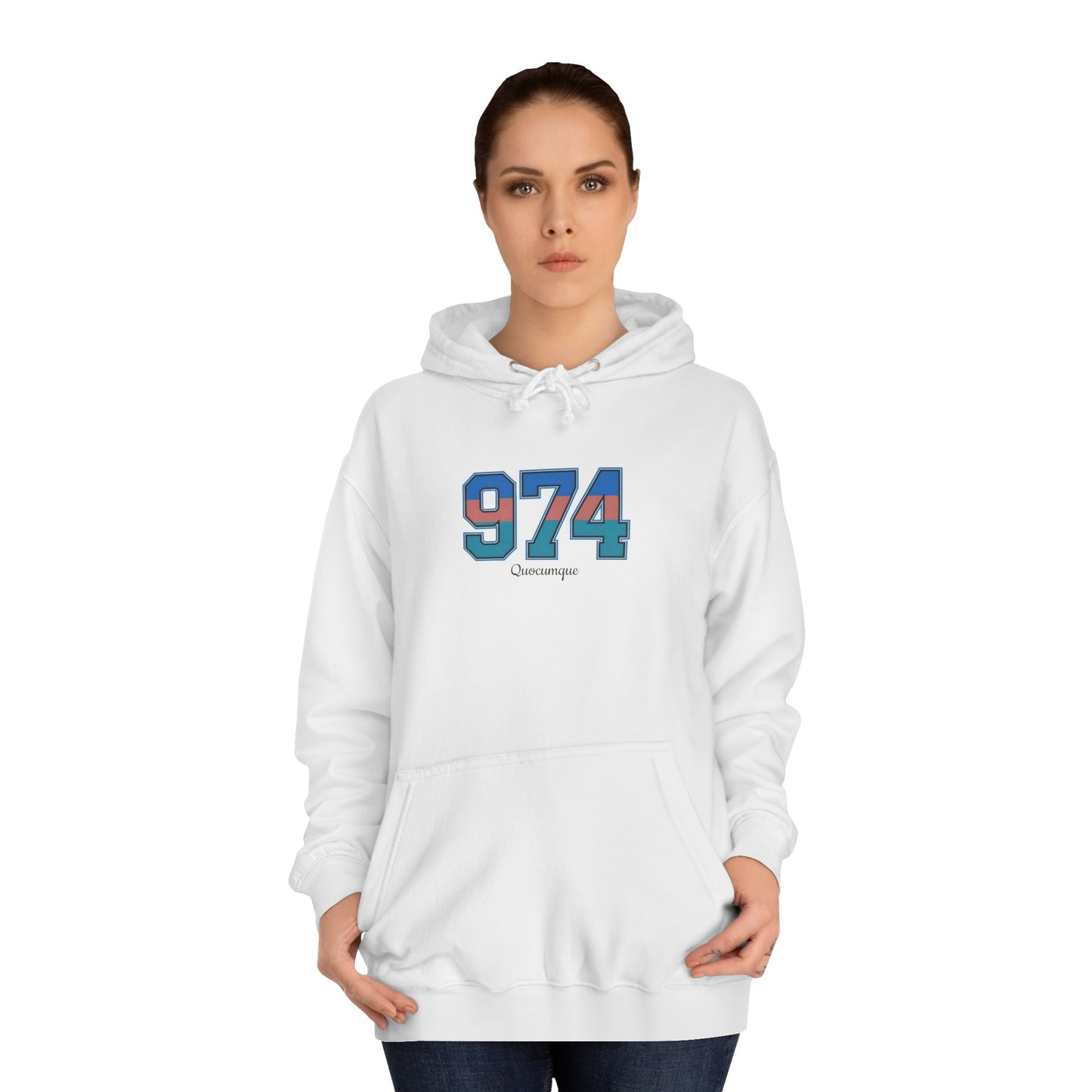 Sweat à Capuche "974" pour Adulte, Hoodie, Unisexe, Élégance, Sobriété, Homme, Femme, Indicatif Réunion, Drapeau Local