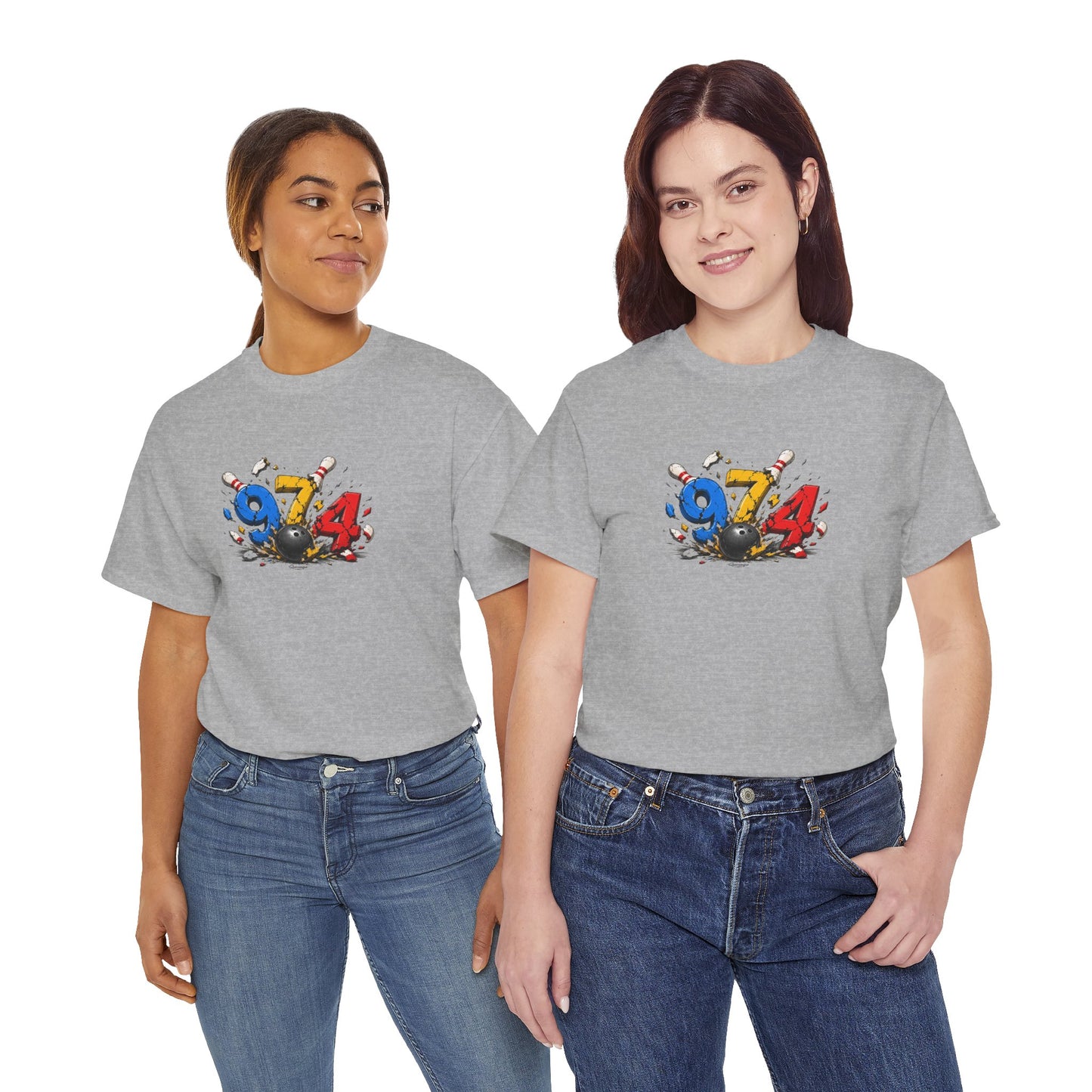 T-shirt " 974 Bowling ", Destination Île de La Réunion, Confort Coton, Sobre, Elégant, Souvenir Unique, Vêtement Adulte, Unisexe, Esprit Voyageur