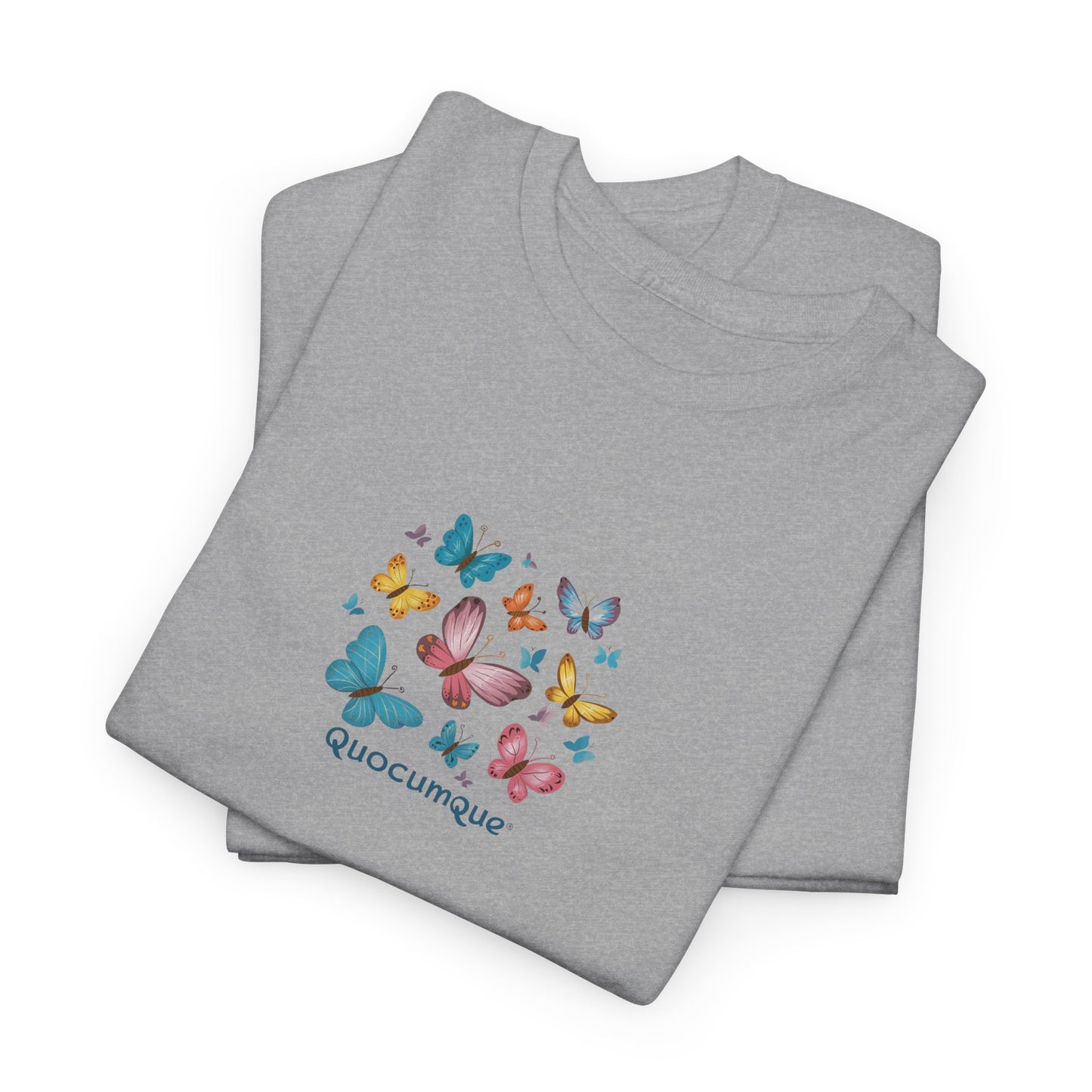 T-shirt Quocumque "Papillons", Légèreté, Les Beaux Jours, Confort Coton, Sobre, Elégant, Souvenir Unique, Cadeau, Unisexe, Esprit Voyageur