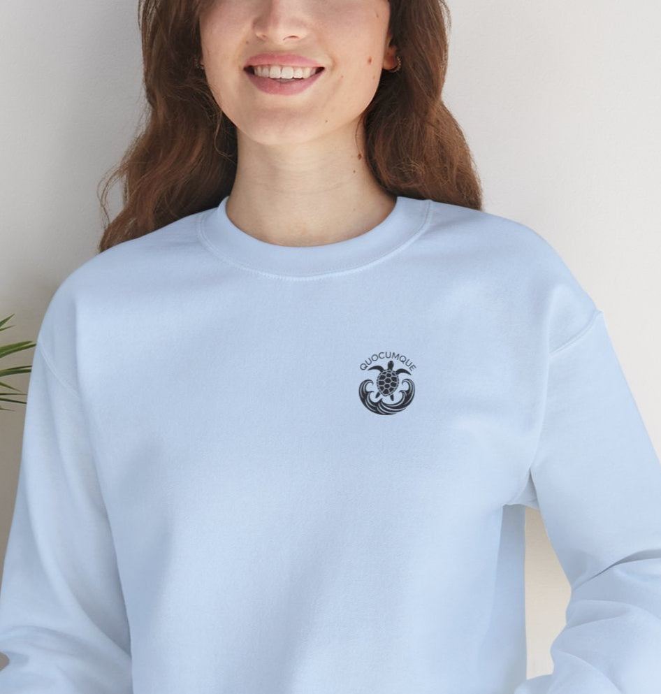 Sweat-Shirt Quocumque "Tortue Marine", Destination l'Île De La Réunion, Adulte, Homme, Femme, Sportive, Sportif, Décontracté, Élégant, Classique, Mer