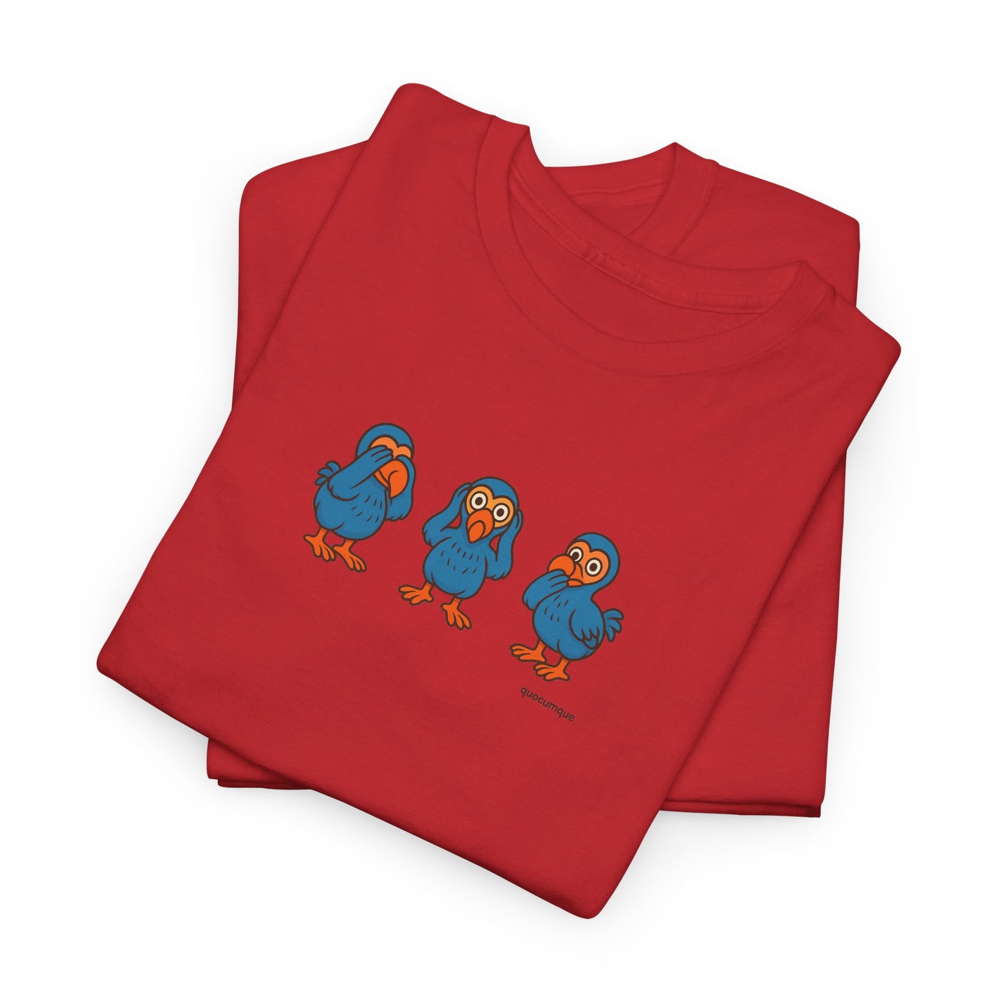 T-shirt Quocumque, "3 Dodos de la Sagesse", Confort, Souvenir Unique, Cadeau, Unisexe, Délicatesse, Homme, Femme, Adulte, Sportif, Liberté, Détente
