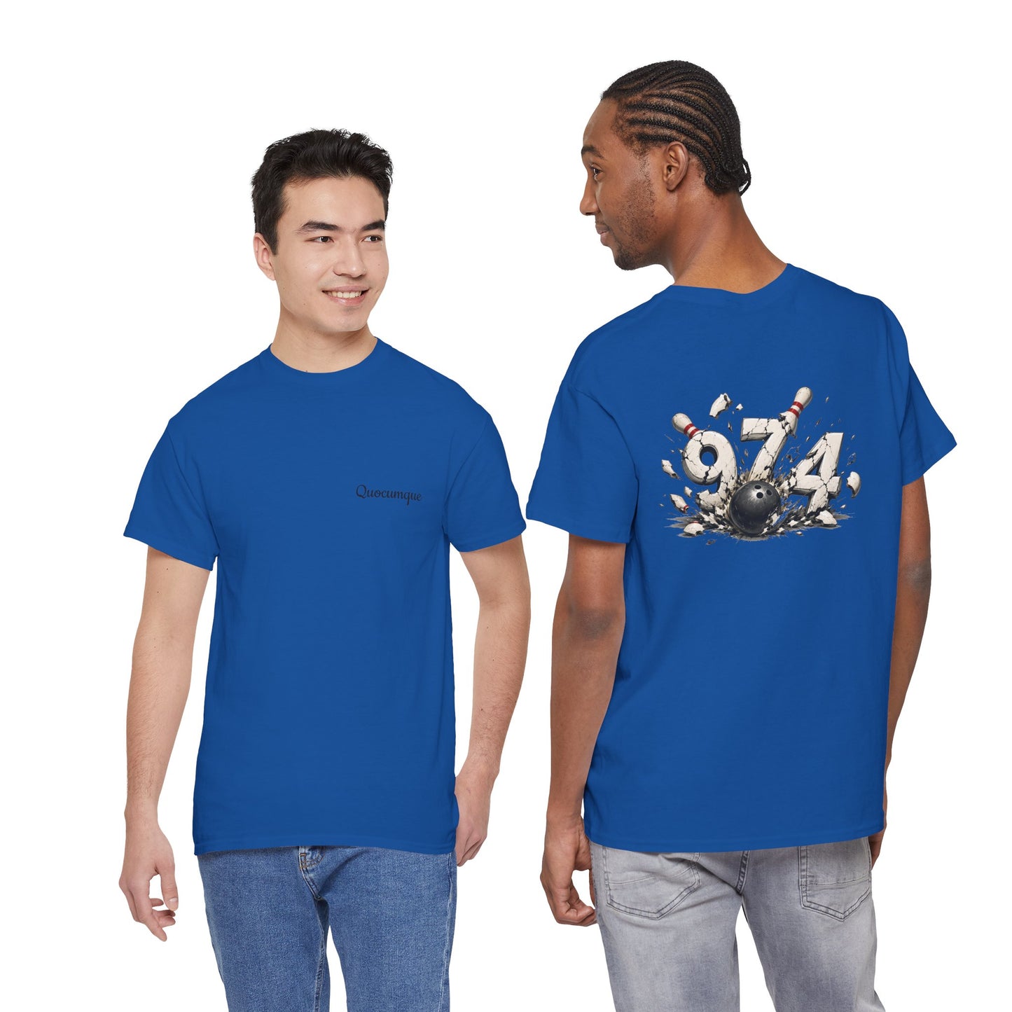 T-shirt " 974 Bowling", Destination Île de La Réunion, Confort Coton, Sobre, Elégant, Souvenir Unique, Vêtement Adulte, Unisexe, Esprit Voyageur