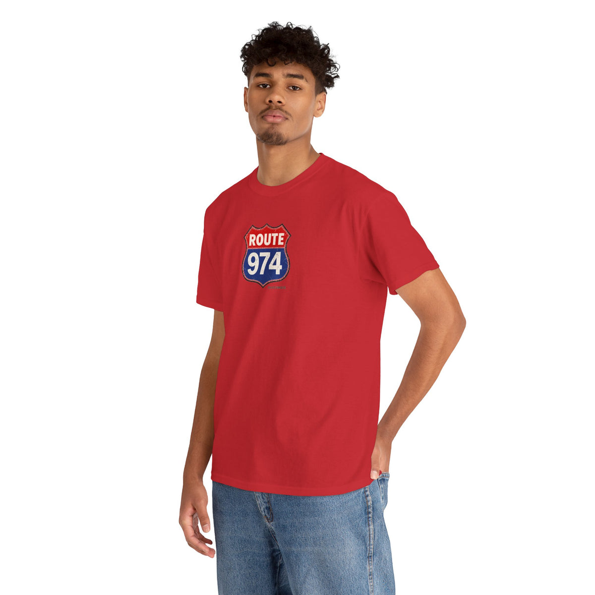 T-shirt "Route 974", Exotisme, Destination Île de La Réunion, Confort Coton, Sobre, Elégant, Souvenir Unique, Cadeau, Unisexe, Esprit Voyageur