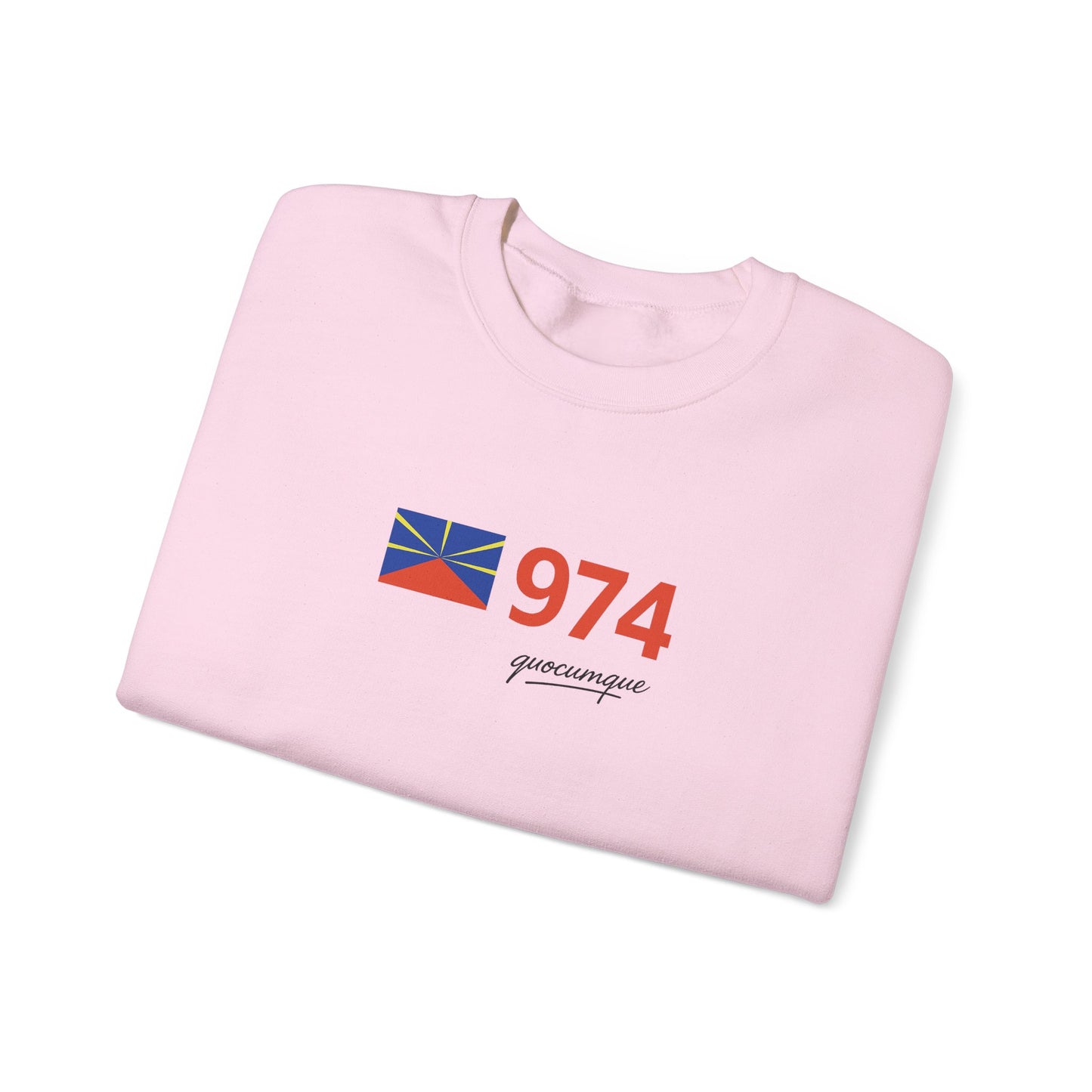 Copy of Sweat Quocumque "974 drapeau", Exotique, Destination Île De La Réunion, Adulte, Homme, Femme, Sportive, Sportif, Décontracté, Drapeau Régional