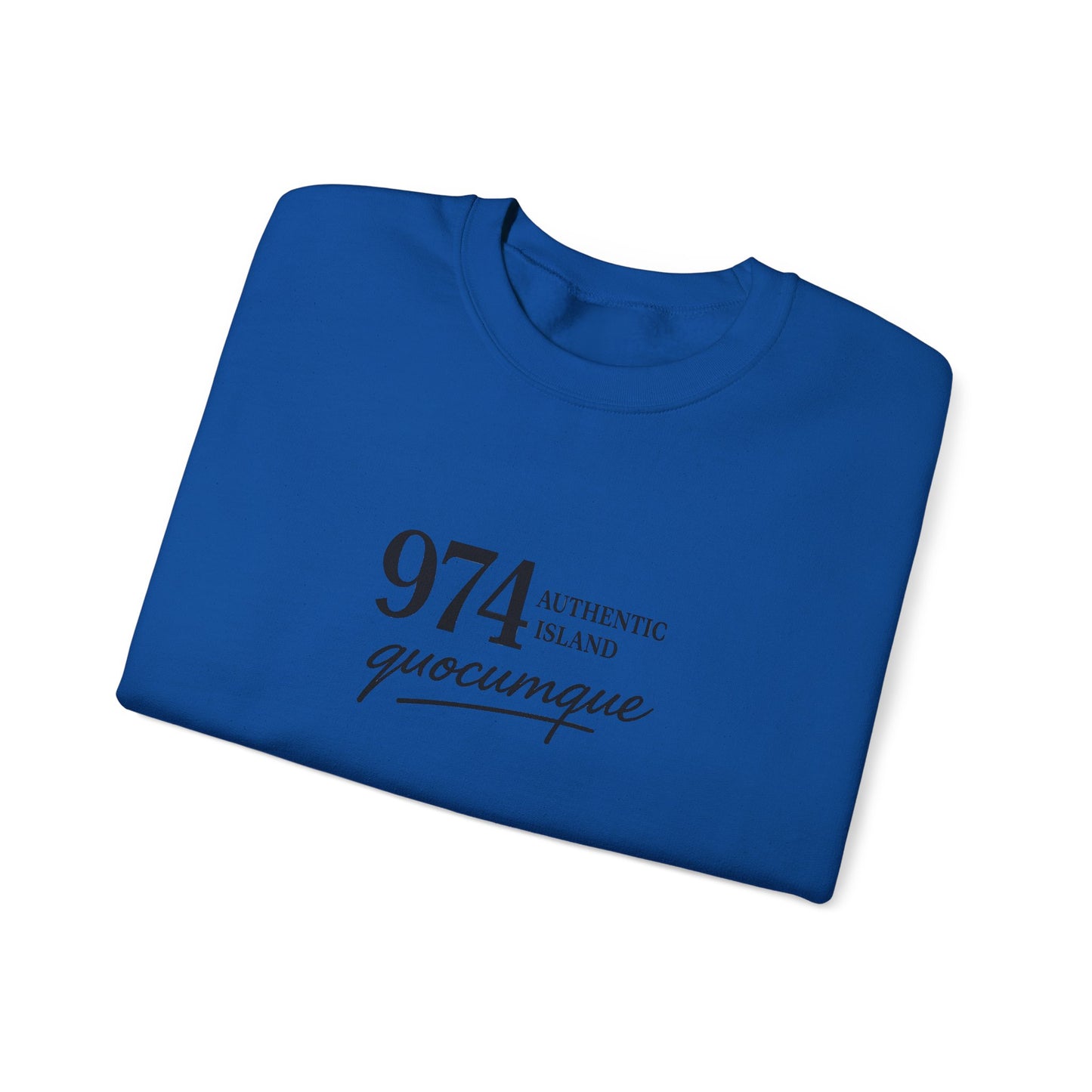 Sweat-Shirt Quocumque "974 Authentic Island", Exotique, Destination l'Île De La Réunion, Adulte, Homme, Femme, Sportive, Sportif, Décontracté, Élégant, Classique,