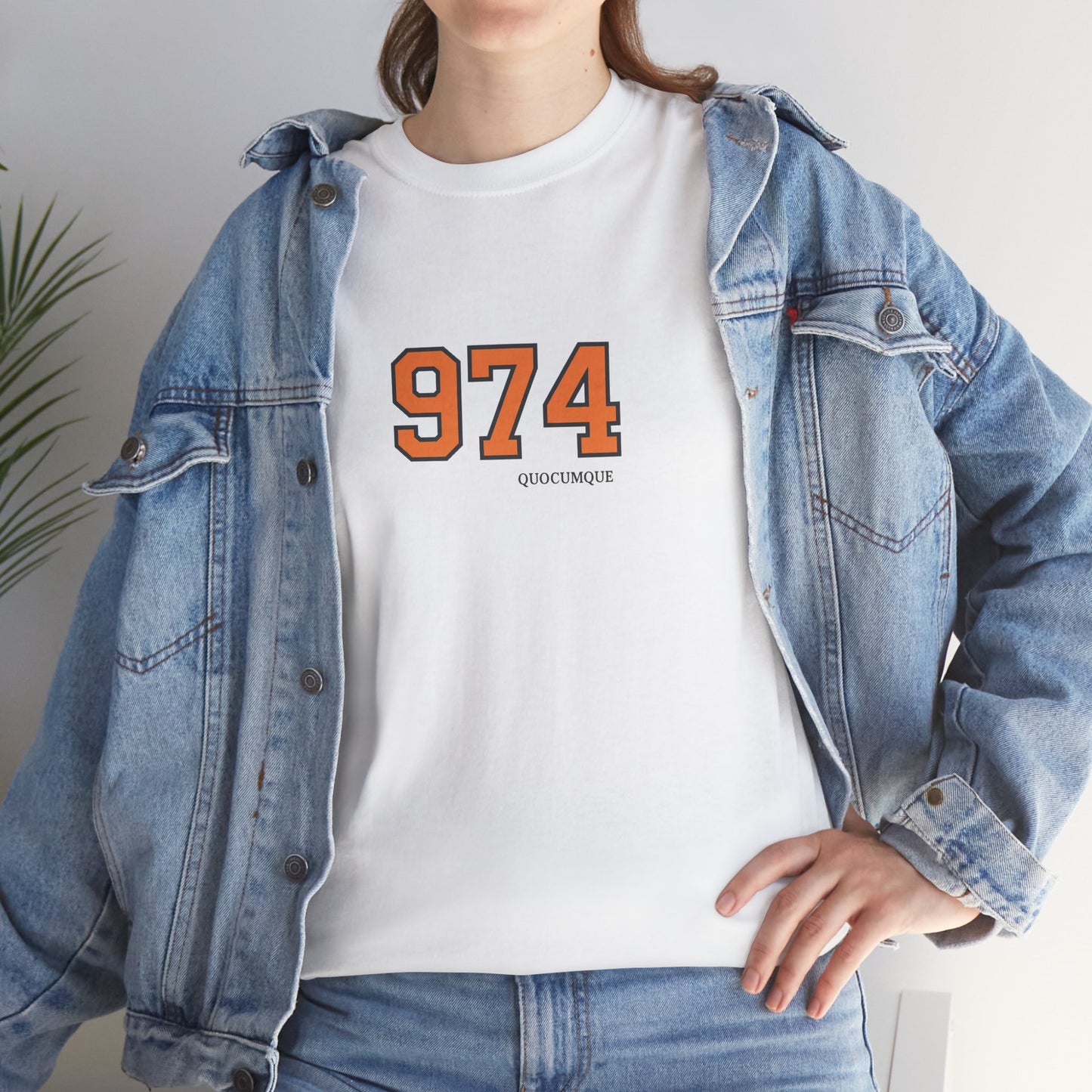 T-shirt " 974 ", Destination Île de La Réunion, Confort Coton, Sobre, Elégant, Souvenir Unique, Vêtement Adulte, Unisexe, Esprit Voyageur