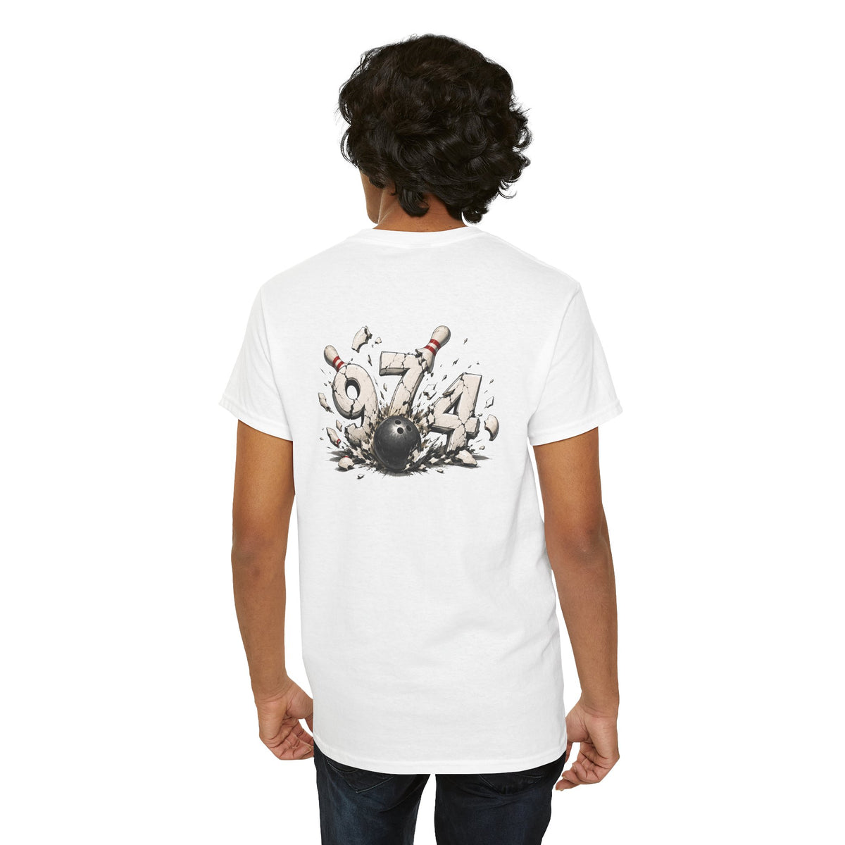 T-shirt " 974 Bowling", Destination Île de La Réunion, Confort Coton, Sobre, Elégant, Souvenir Unique, Vêtement Adulte, Unisexe, Esprit Voyageur