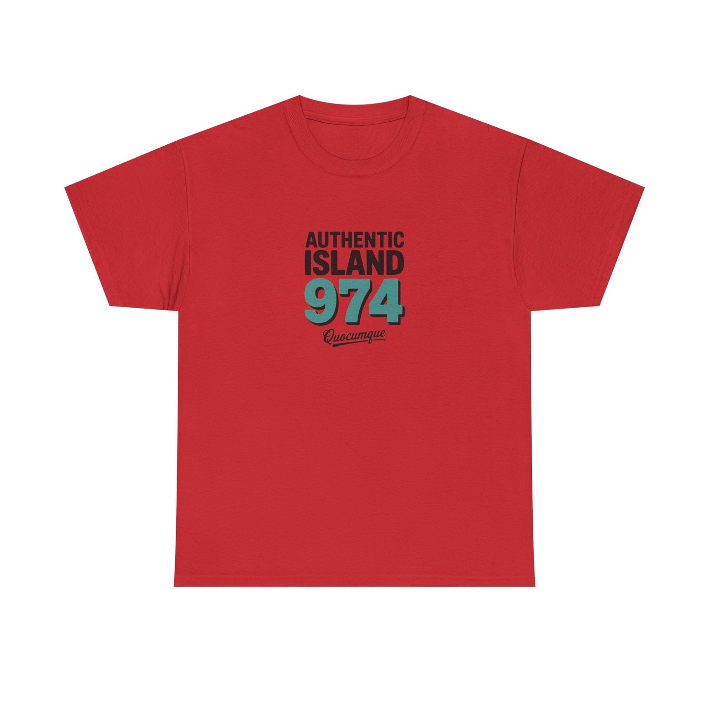 T-shirt " 974 Authentic Island ", Exotisme, Destination Île de La Réunion, Confort Coton, Sobre, Elégant, Souvenir Unique, Cadeau, Unisexe, Esprit Voyageur