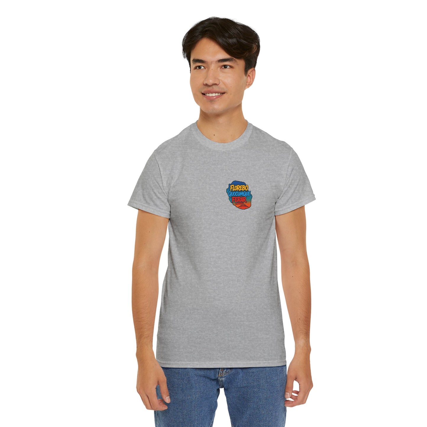 T-shirt Florebo Quocumque Ferar, Île de La Réunion, 974, Confort Coton, Sobre, Elégant, Souvenir Unique, Cadeau, Unisexe, Esprit Voyageur, Adulte