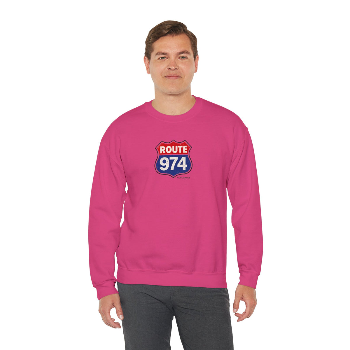 Sweat Quocumque "Route 974", Exotique, Destination Île De La Réunion, Adulte, Homme, Femme, Sportive, Sportif, Décontracté, Drapeau Régional