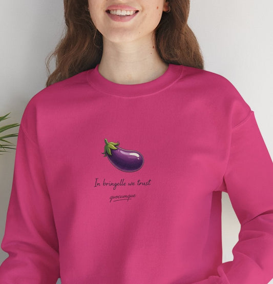Sweat Quocumque "Bringelle", Exotique, Destination Île De La Réunion, Adulte, Homme, Femme, Sportive, Sportif, Décontracté, Drapeau Régional