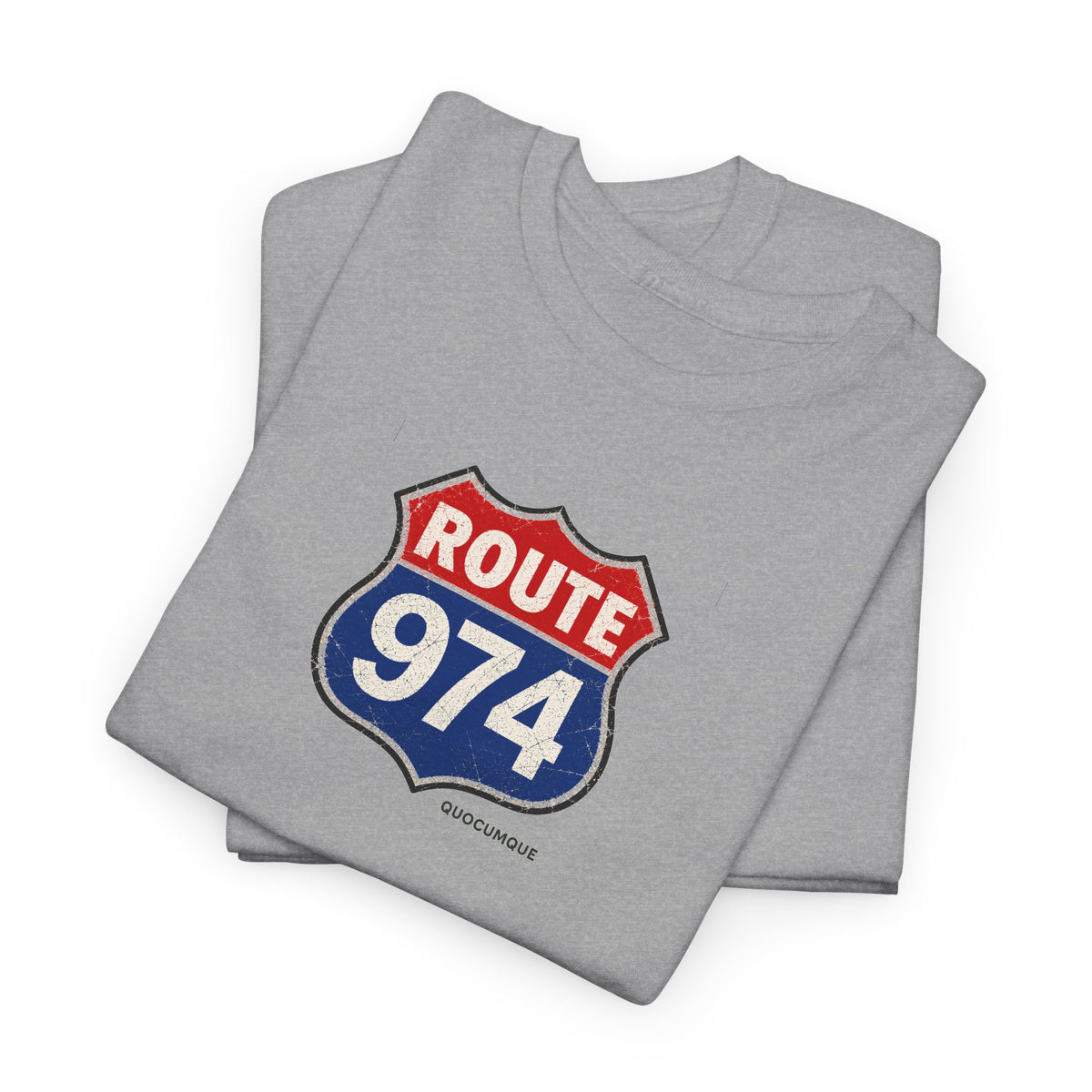 T-shirt "Route 974", Exotisme, Destination Île de La Réunion, Confort Coton, Sobre, Elégant, Souvenir Unique, Cadeau, Unisexe, Esprit Voyageur