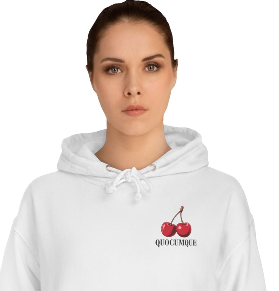 Sweat à Capuche Quocumque "Cerises",  Hoodie, Unisexe, élégance, sobriété, Adulte, Homme, Femme, Sportif, Fruit Rouge