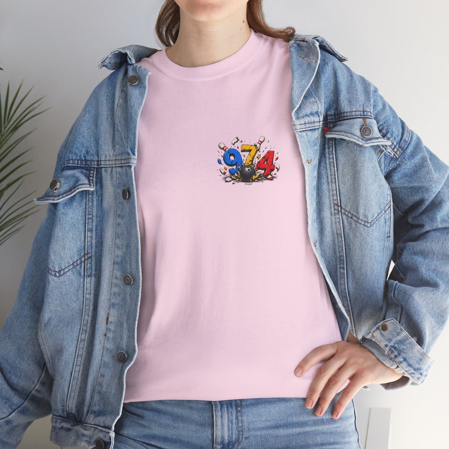 T-shirt " 974 Bowling ", Destination Île de La Réunion, Confort Coton, Sobre, Elégant, Souvenir Unique, Vêtement Adulte, Unisexe, Esprit Voyageur