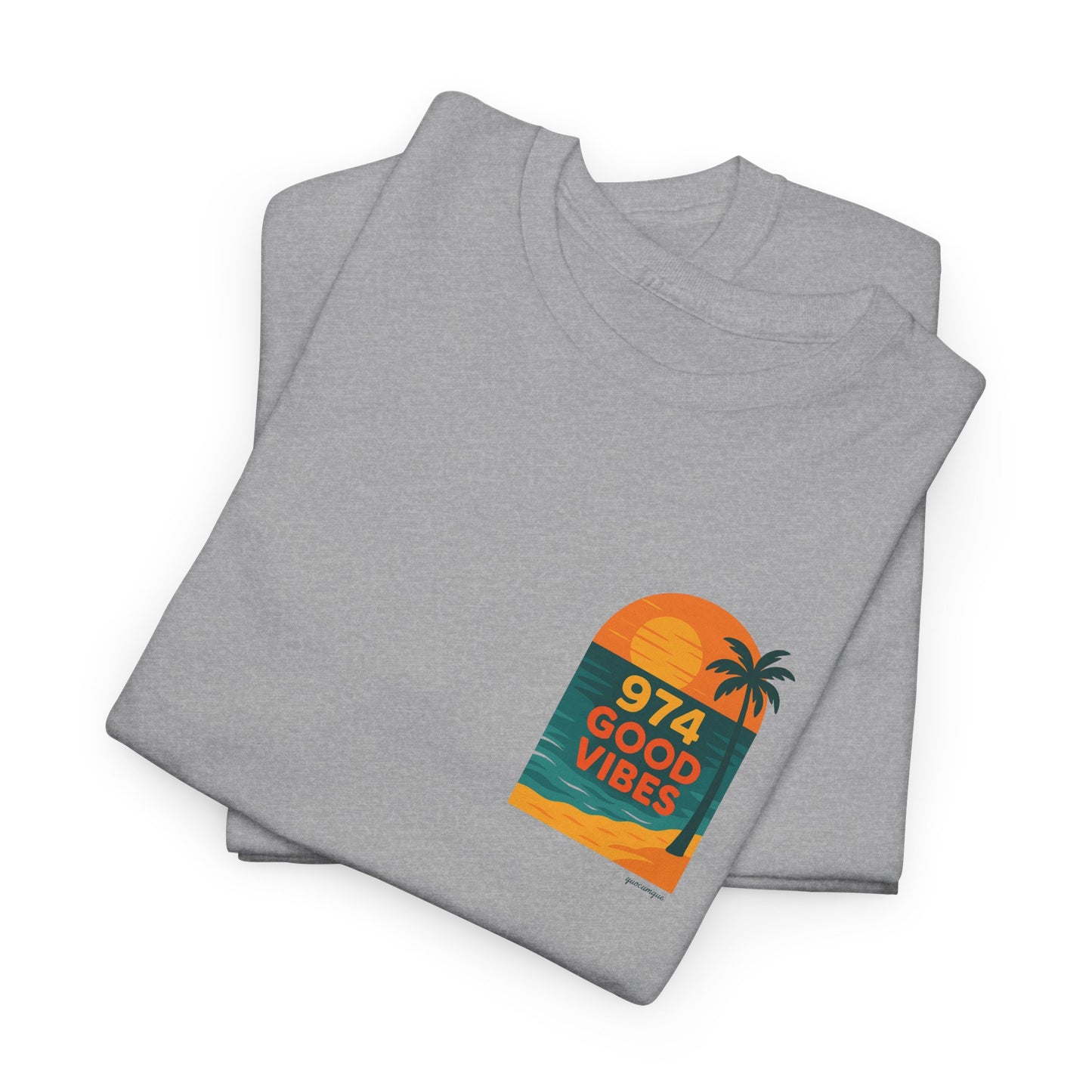 T-shirt "Good Vibes", Île de La Réunion, Confort Coton, Sobre, Elégant, Souvenir Unique, Cadeau, Unisexe, Esprit Voyageur, Adulte