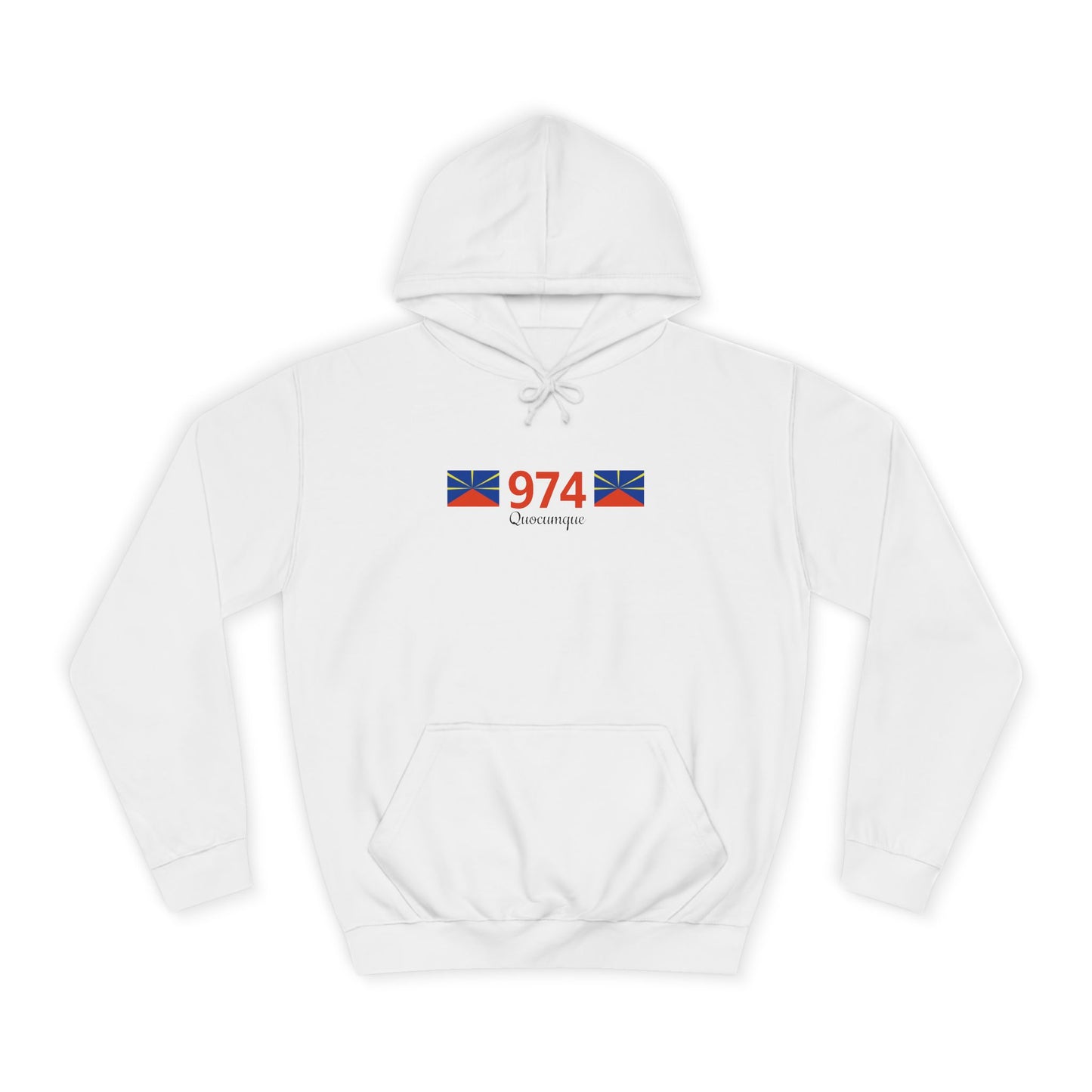 Sweat à Capuche "974" pour Adulte, Hoodie, Unisexe, Élégance, Sobriété, Homme, Femme, Indicatif Réunion, Drapeau Local