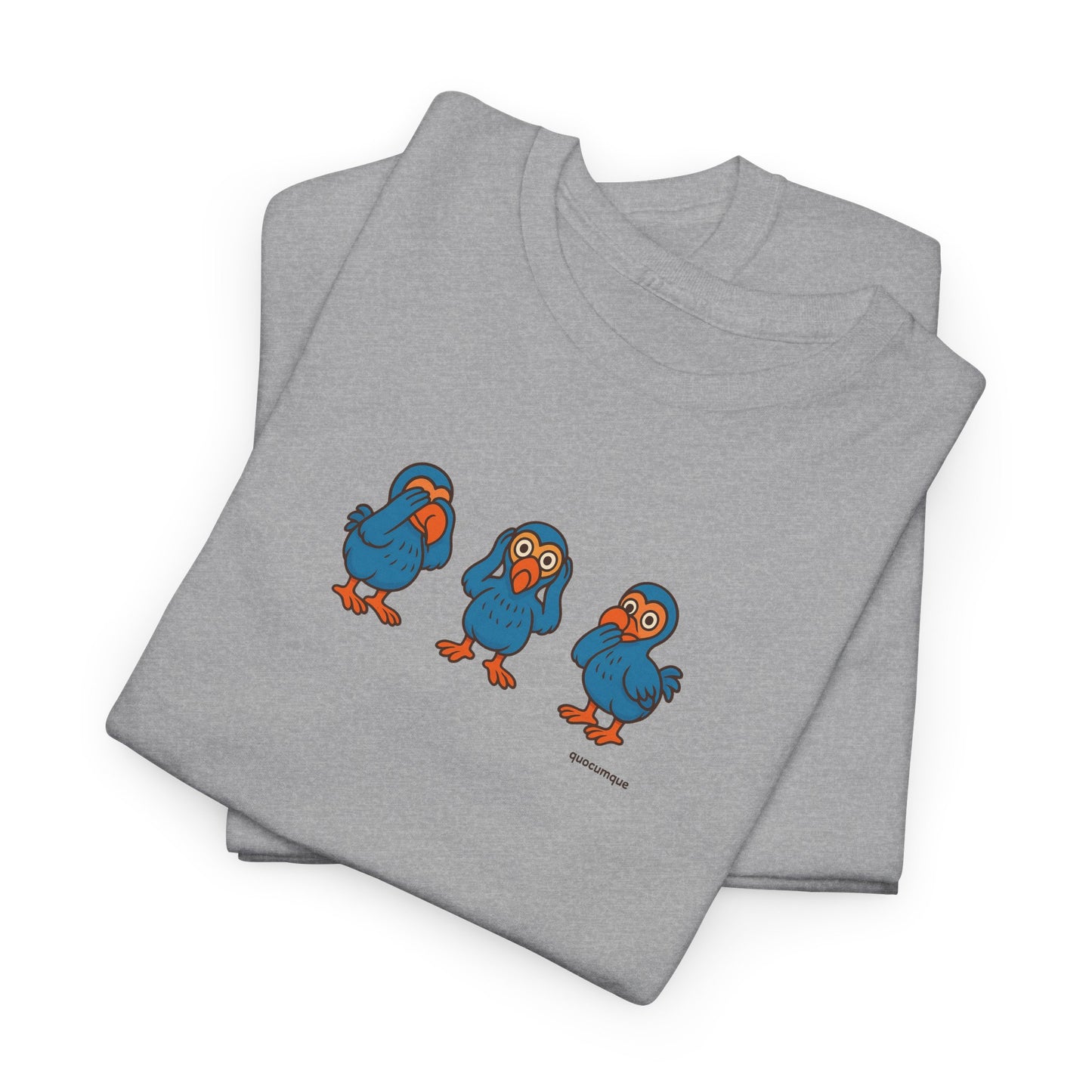T-shirt Quocumque, "3 Dodos de la Sagesse", Confort, Souvenir Unique, Cadeau, Unisexe, Délicatesse, Homme, Femme, Adulte, Sportif, Liberté, Détente