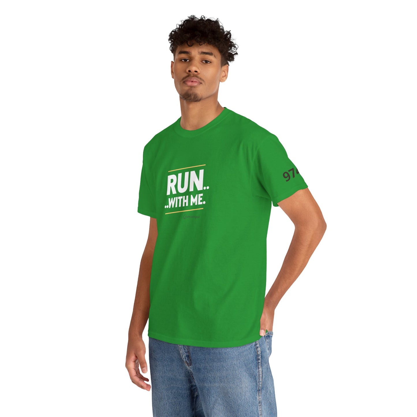 T-shirt Quocumque "RUN With me ", Île de La Réunion", Confort Coton, Sobre, Elégant, Souvenir Unique, Cadeau, Unisexe, Esprit Voyageur