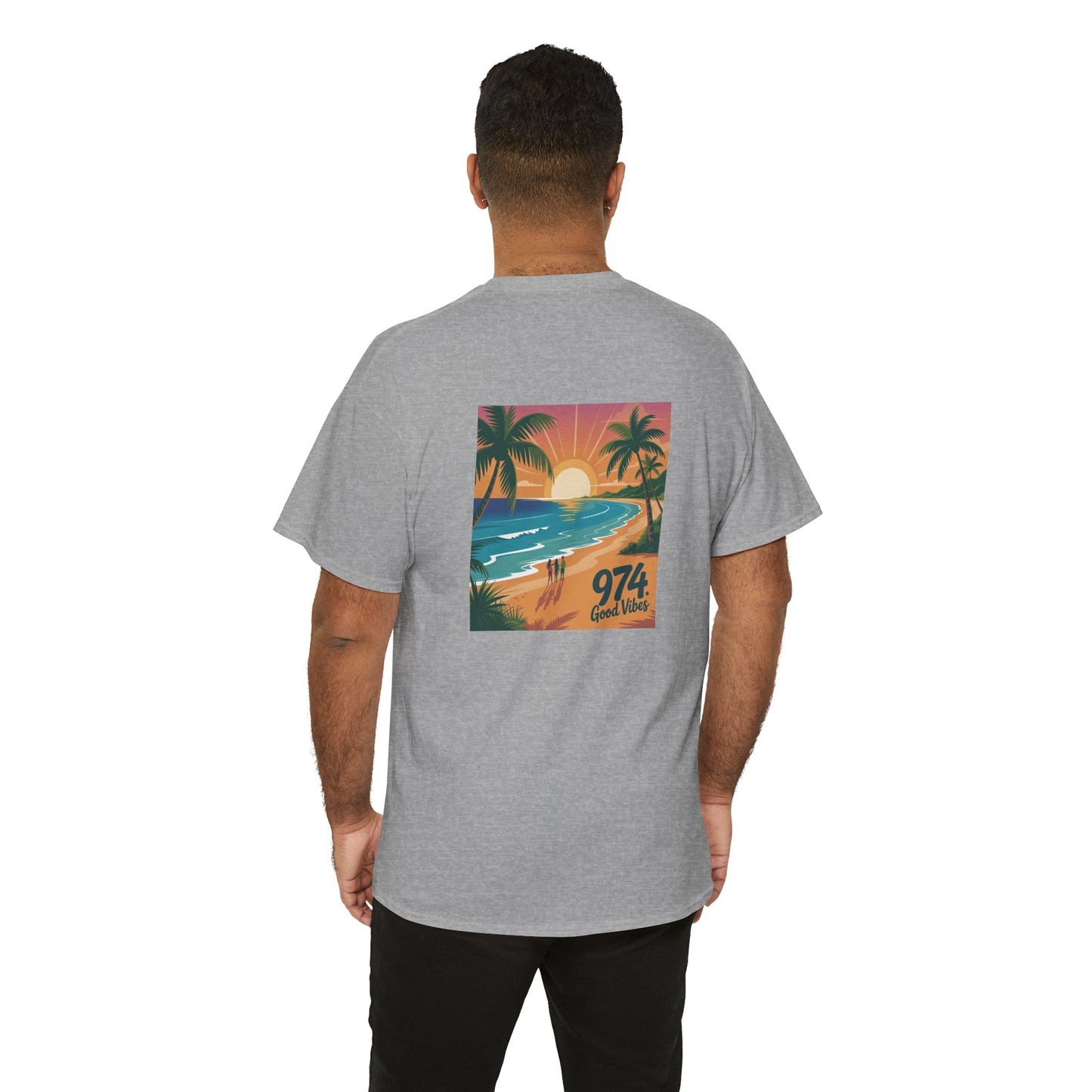 T-shirt "Good Vibes", Île de La Réunion, Confort Coton, Sobre, Elégant, Souvenir Unique, Cadeau, Unisexe, Esprit Voyageur, Adulte