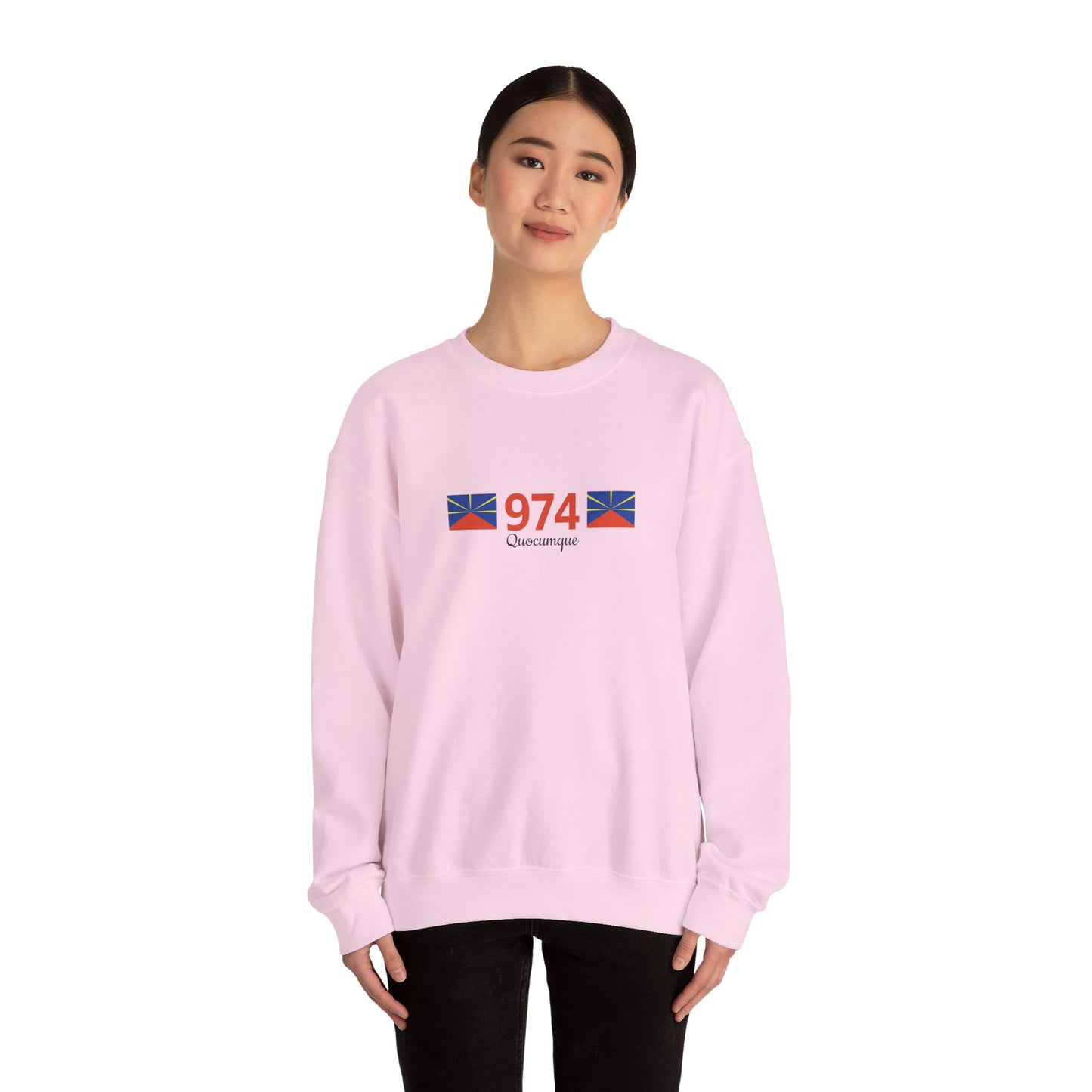 Sweat Quocumque "974", Exotique, Destination Île De La Réunion, Adulte, Homme, Femme, Sportive, Sportif, Décontracté, Drapeau Régional
