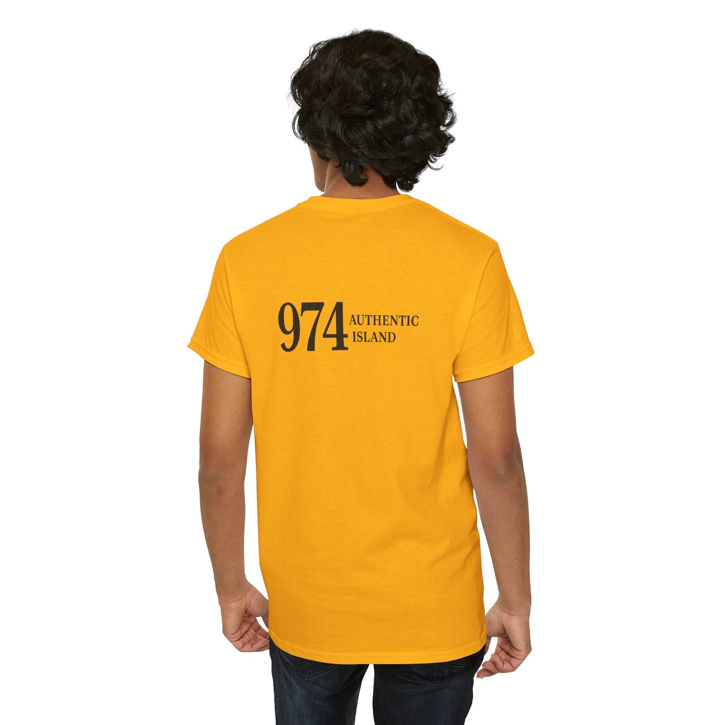 T-shirt "974 Île Authentique", Exotisme, Destination Île de La Réunion, Confort Coton, Sobre, Elégant, Souvenir Unique, Cadeau, Unisexe, Esprit Voyageur