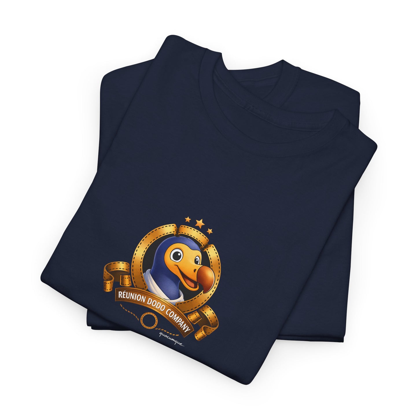 T-shirt Quocumque, " Dodo Cinéma", Île de La Réunion, Confort Coton, Elégant, Souvenir Unique, Cadeau, Unisexe, Esprit Voyageur, Créole, Bourbon