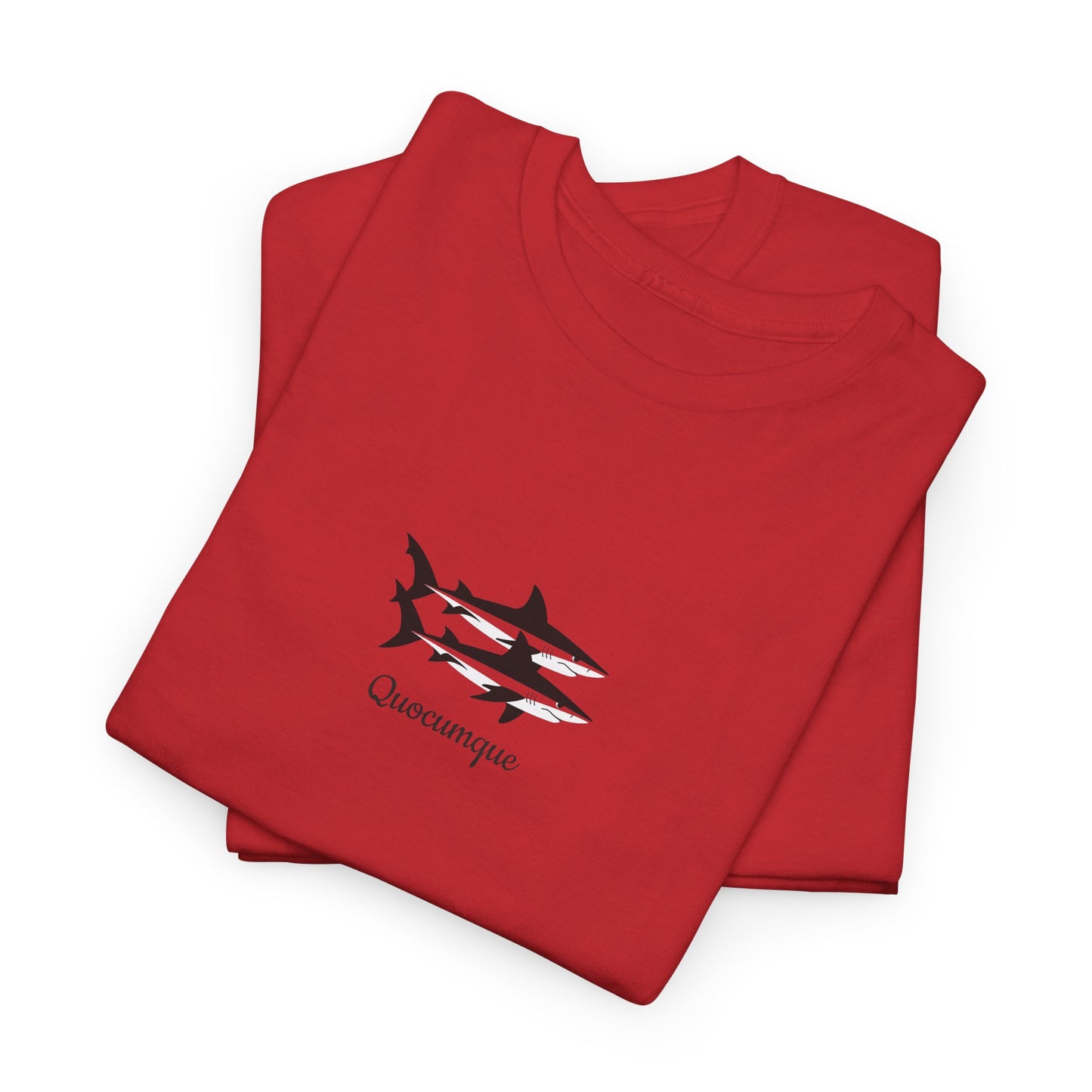 T-shirt Quocumque, Requin Duo, Île de La Réunion, Poissons, Confort Coton, Elégant, Souvenir Unique, Cadeau, Unisexe, Esprit Voyageur, Créole, Bourbon