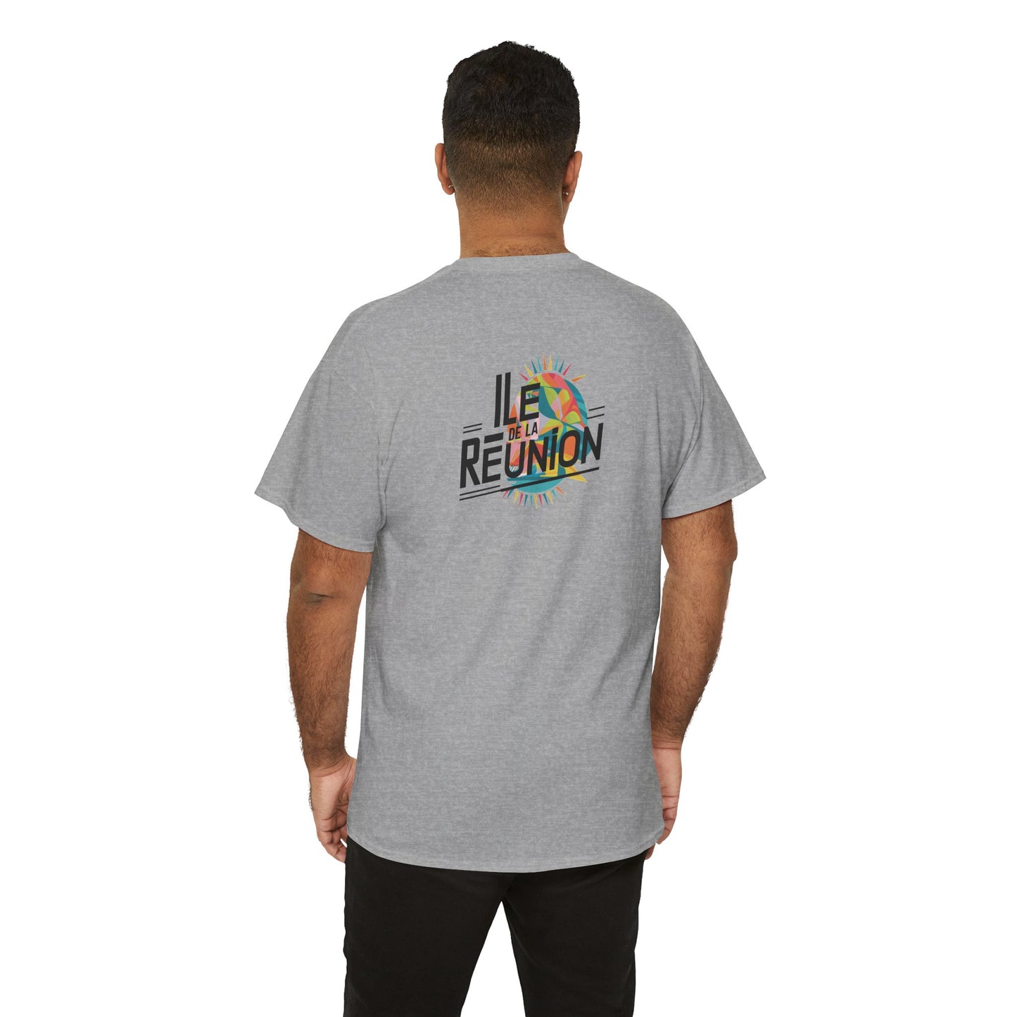 T-shirt "Île de La Réunion", Confort Coton, Sobre, Elégant, Souvenir Unique, Cadeau, Unisexe, Esprit Voyageur, Adulte