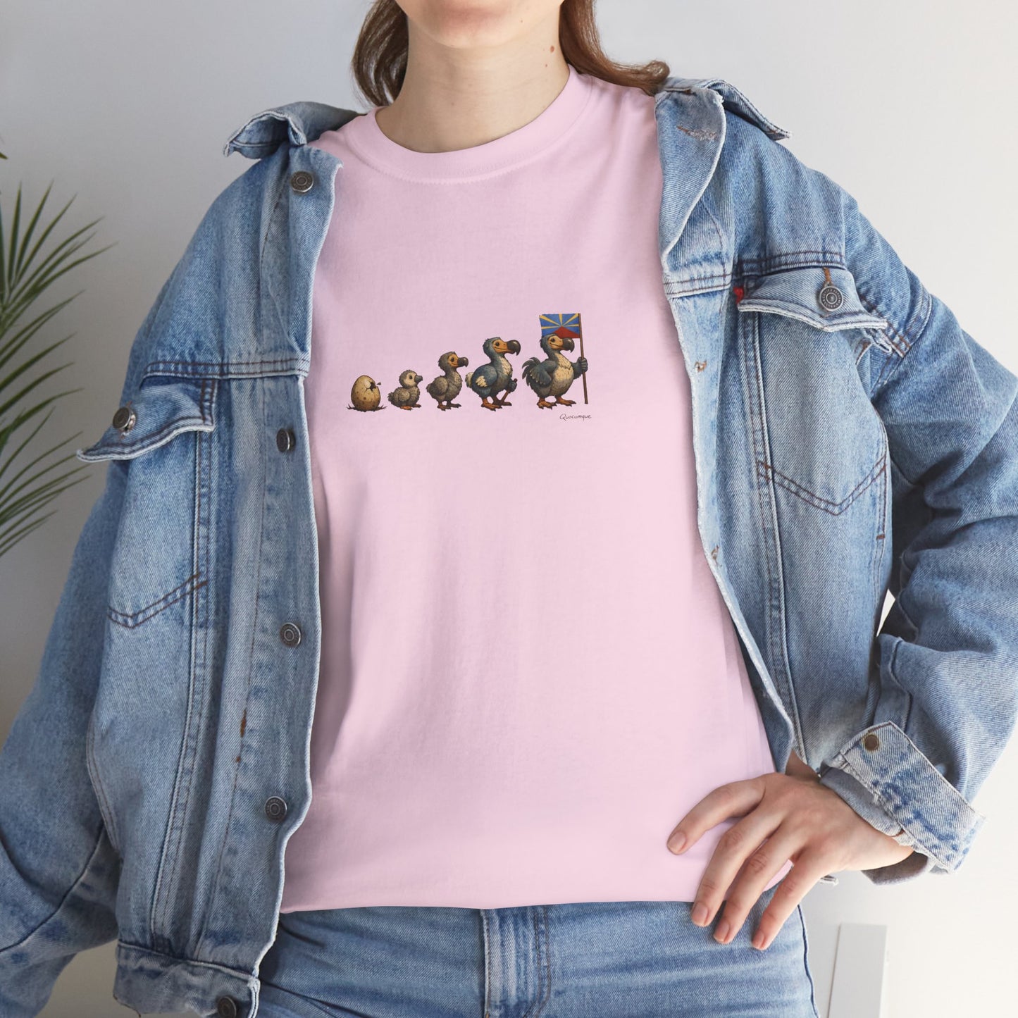 T-shirt Quocumque, " Dodo Evolution ", Île de La Réunion, Confort Coton, Elégant, Souvenir Unique, Cadeau, Unisexe, Esprit Voyageur, Créole, Bourbon